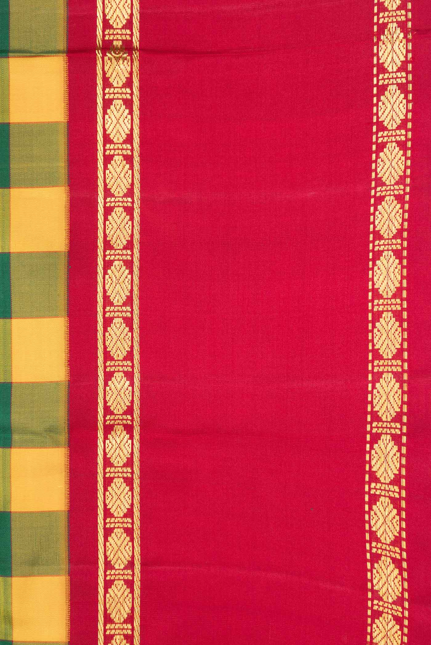 Yellow and Green Color Kanjivaram Saree - Image 3