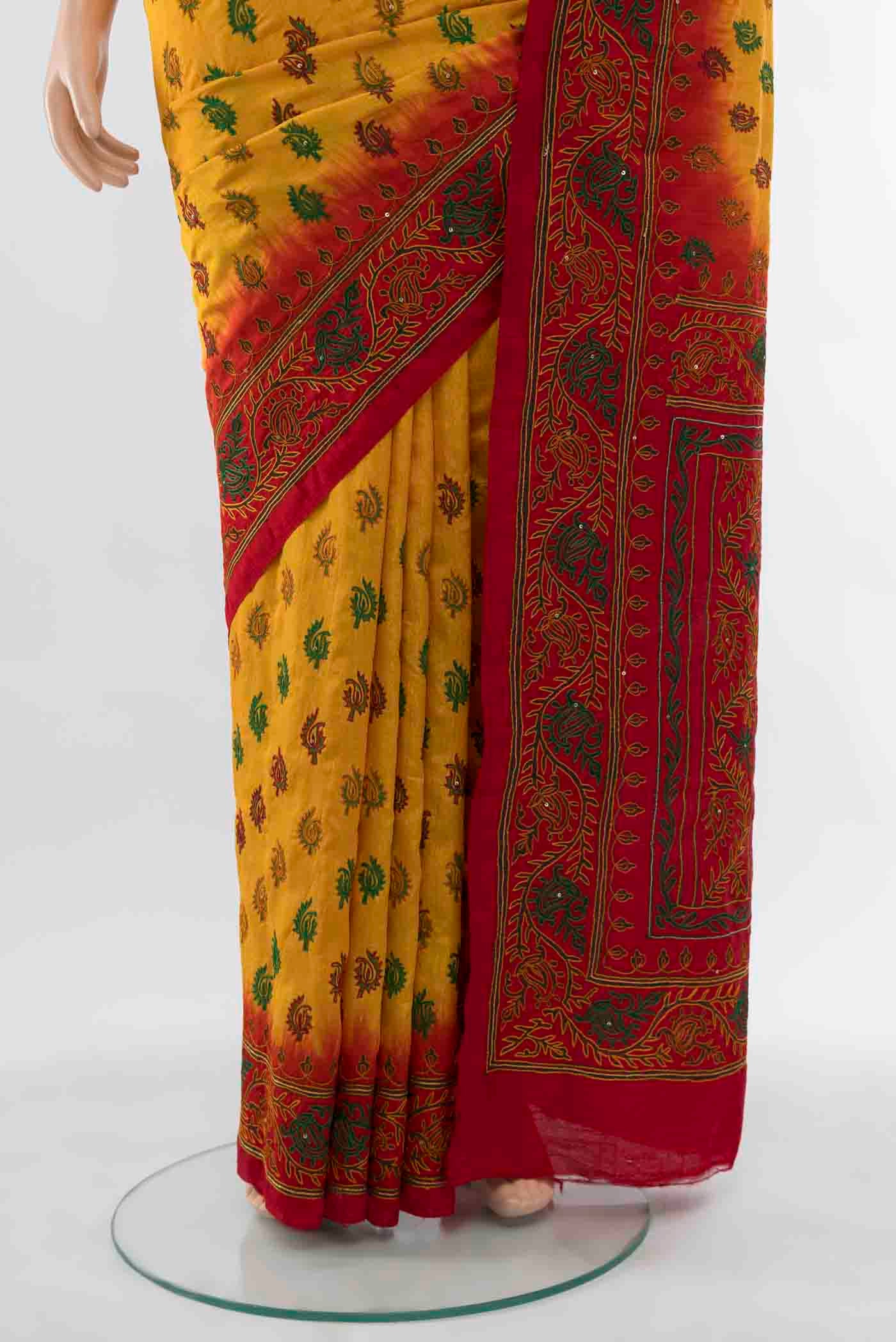 Yellow Blended Raw Silk Saree - Image 3