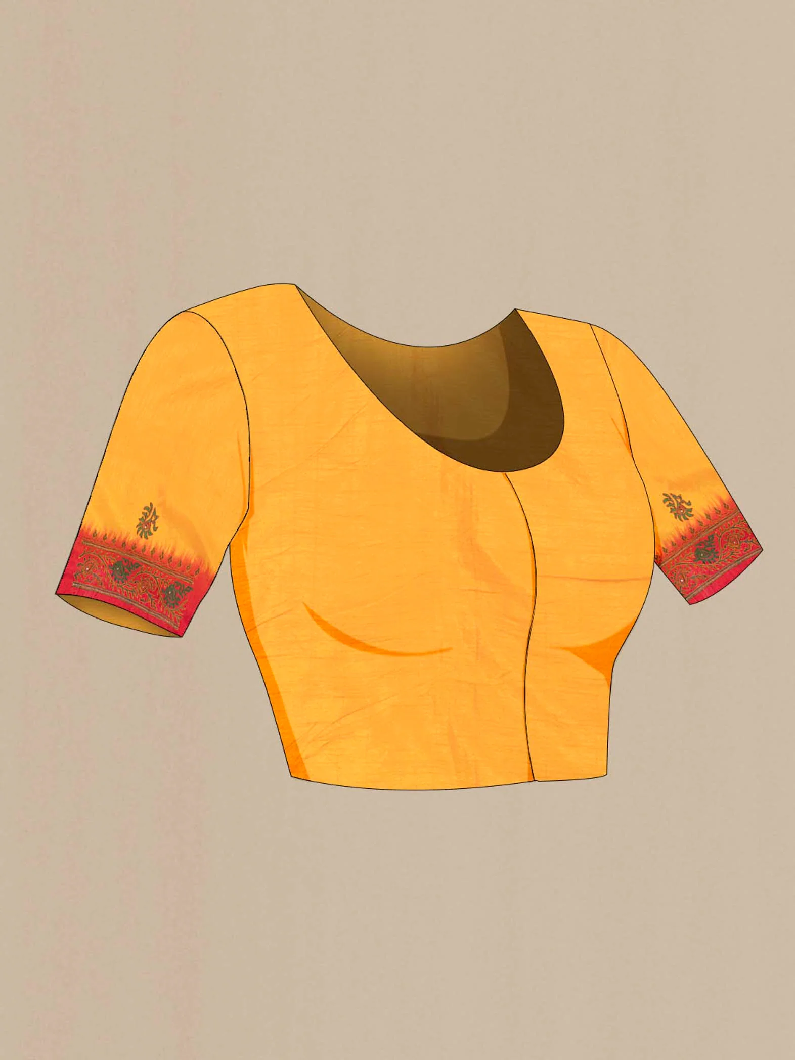 Yellow Blended Raw Silk Saree - Image 4