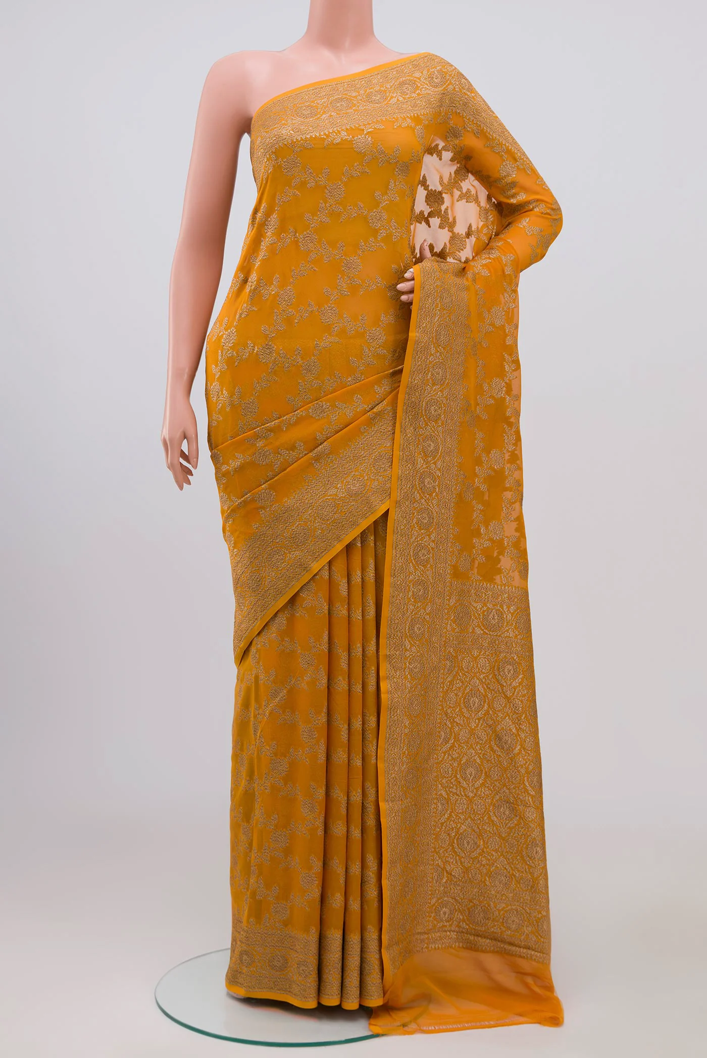Yellow Banarasi Georgette Saree