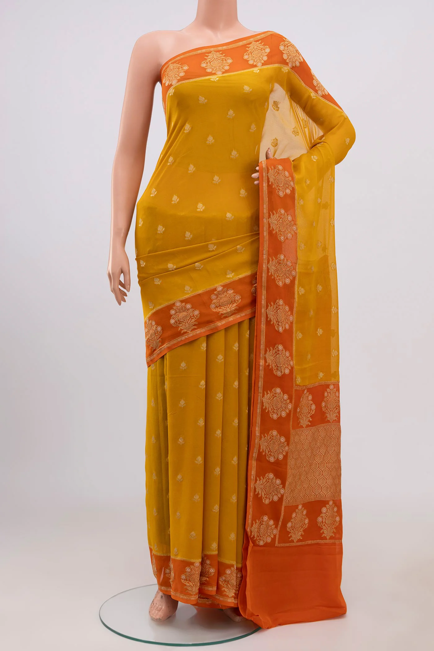 Yellow Banarasi Georgette Saree