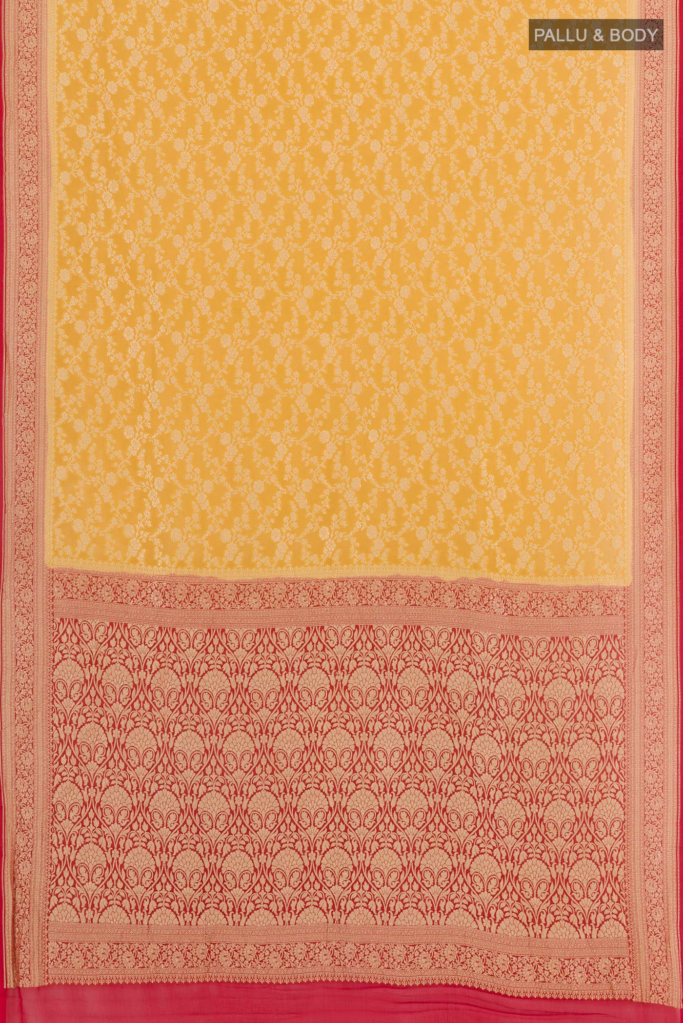 Yellow Banarasi Georgette Saree - Image 3