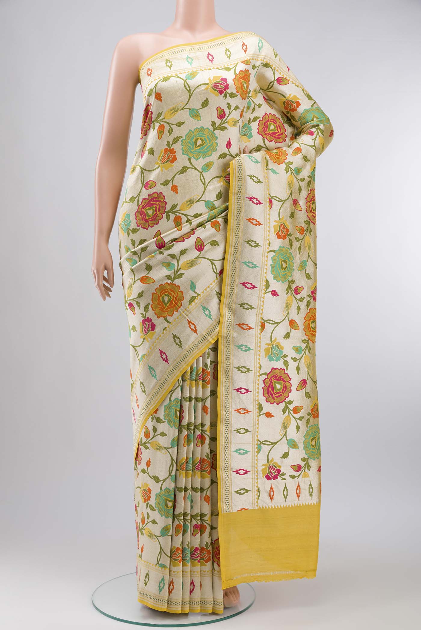 Gold Banarasi Tussar Silk Saree