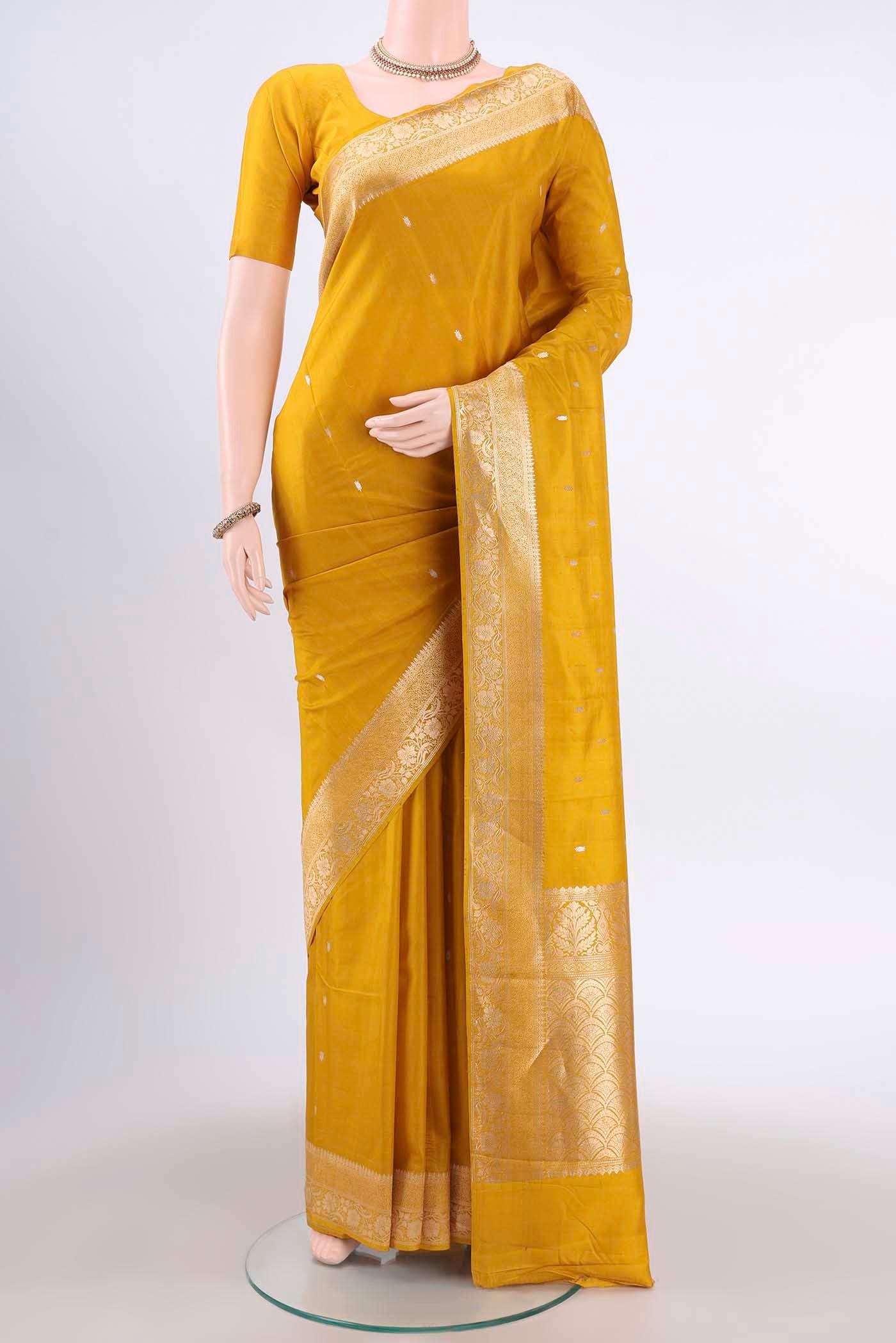 Yellow Banarasi Katan Silk Saree