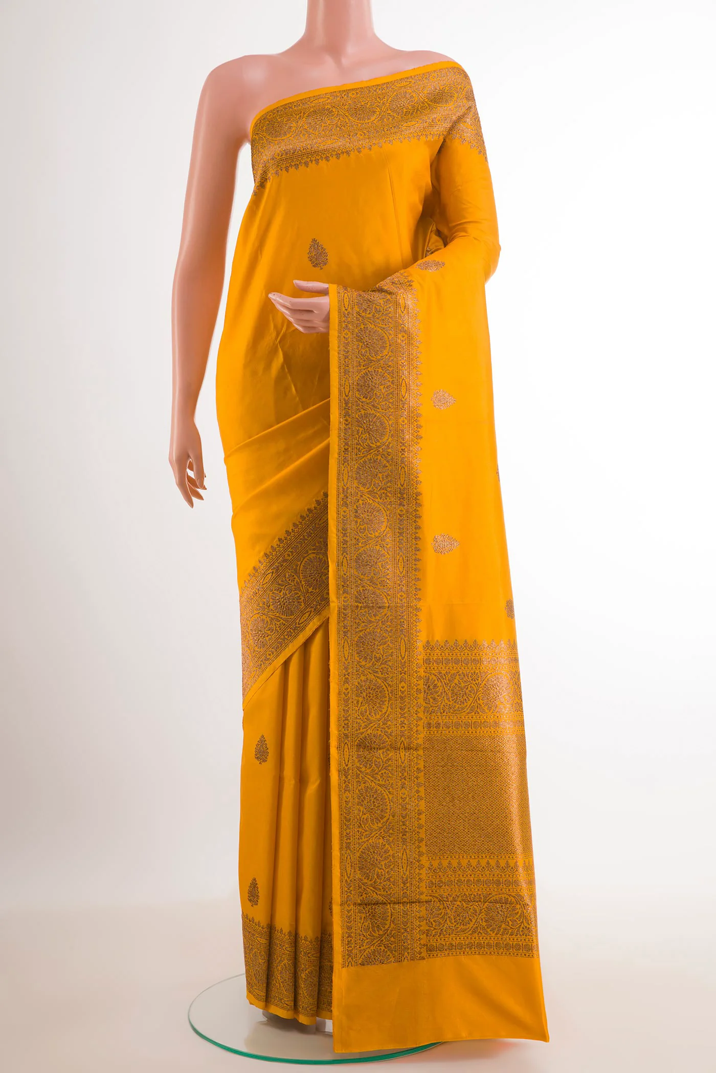 Yellow Banarasi Katan Silk Saree