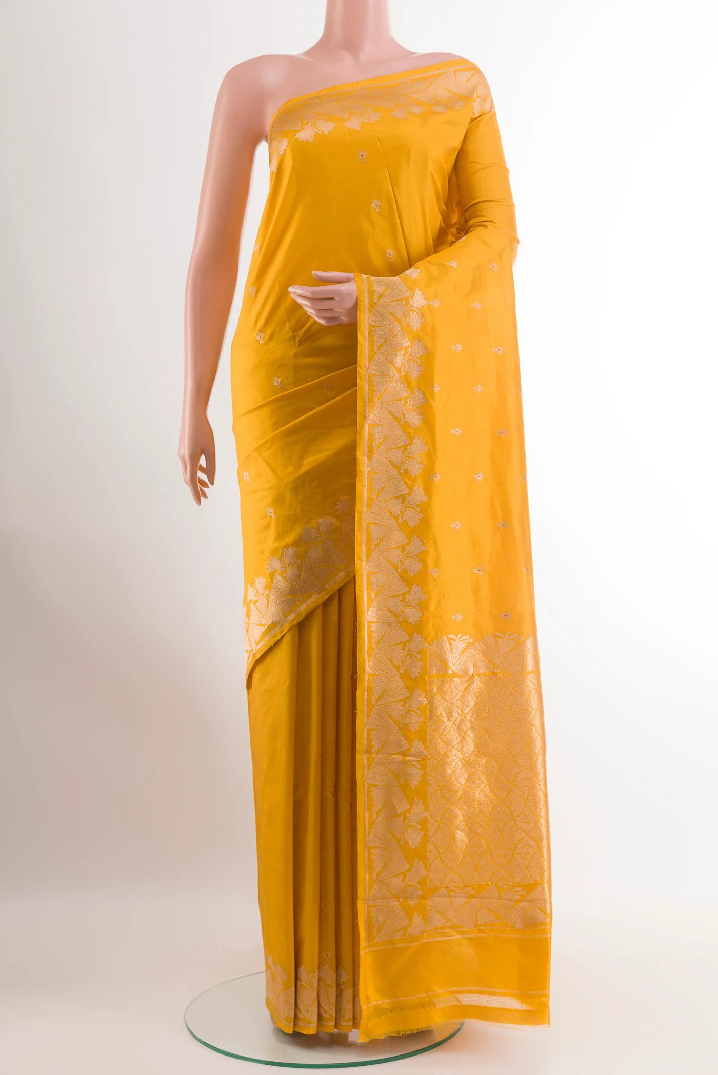 Yellow Banarasi Katan Silk Saree