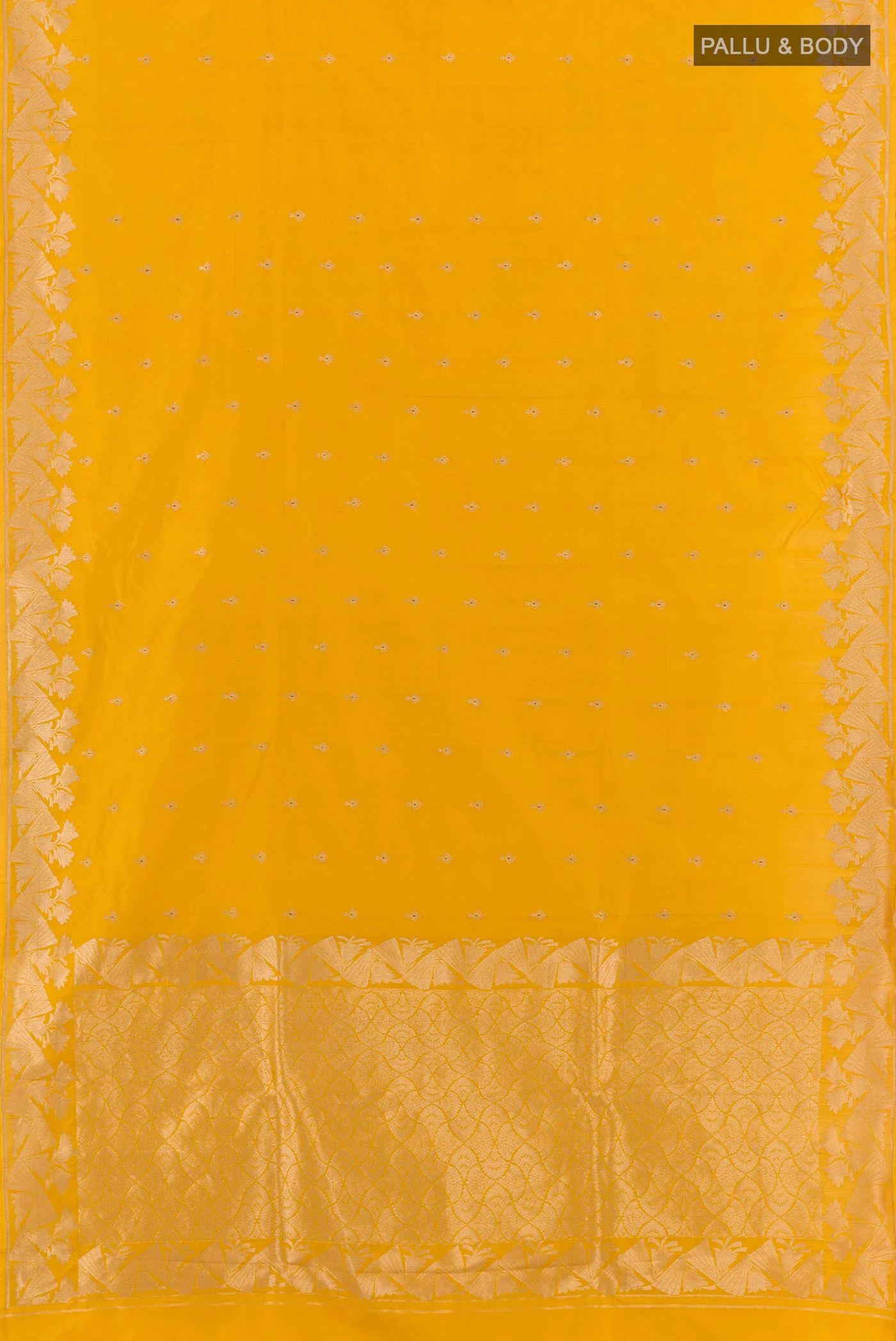 Yellow Banarasi Katan Silk Saree - Image 3