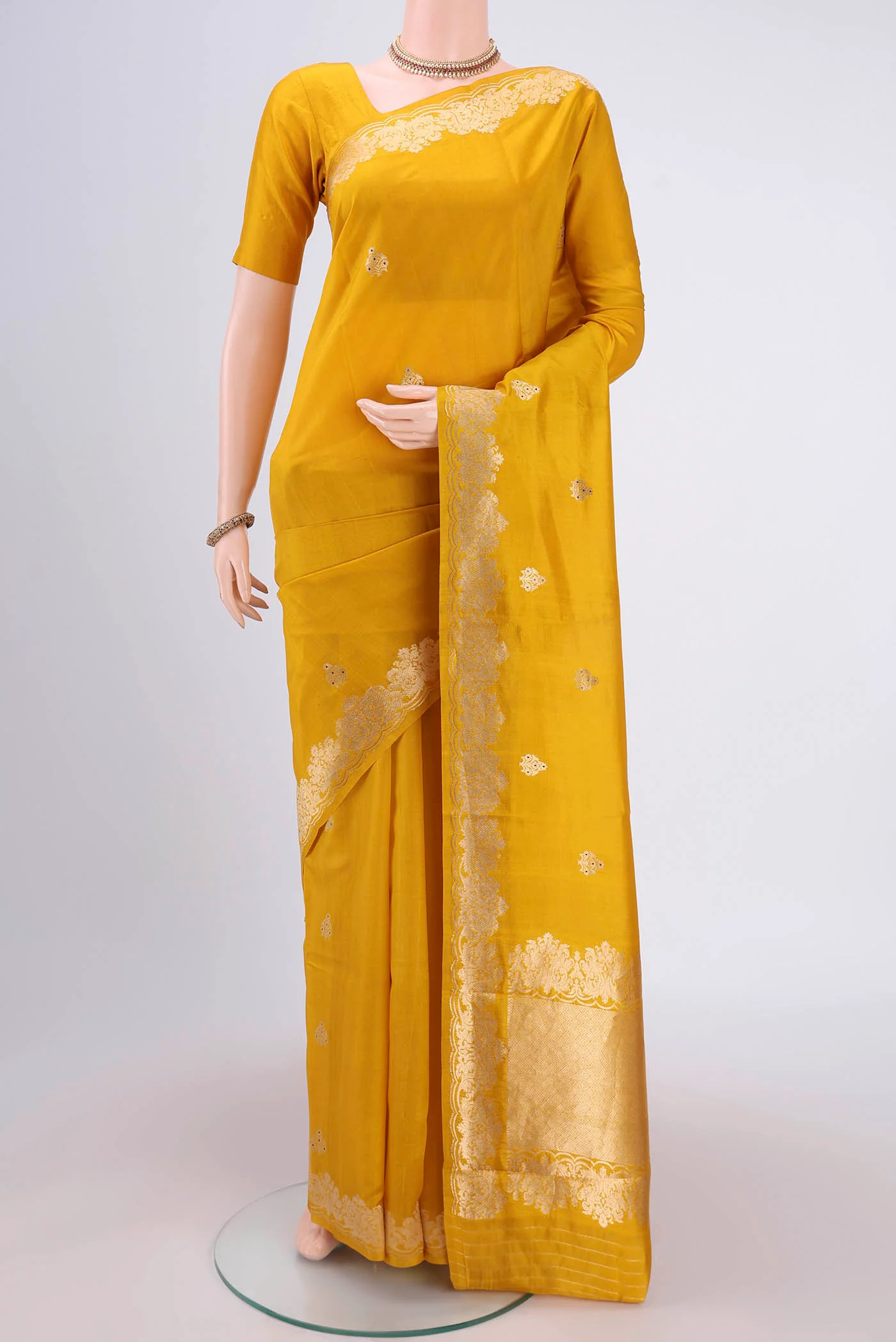 Yellow Banarasi Katan Silk Saree