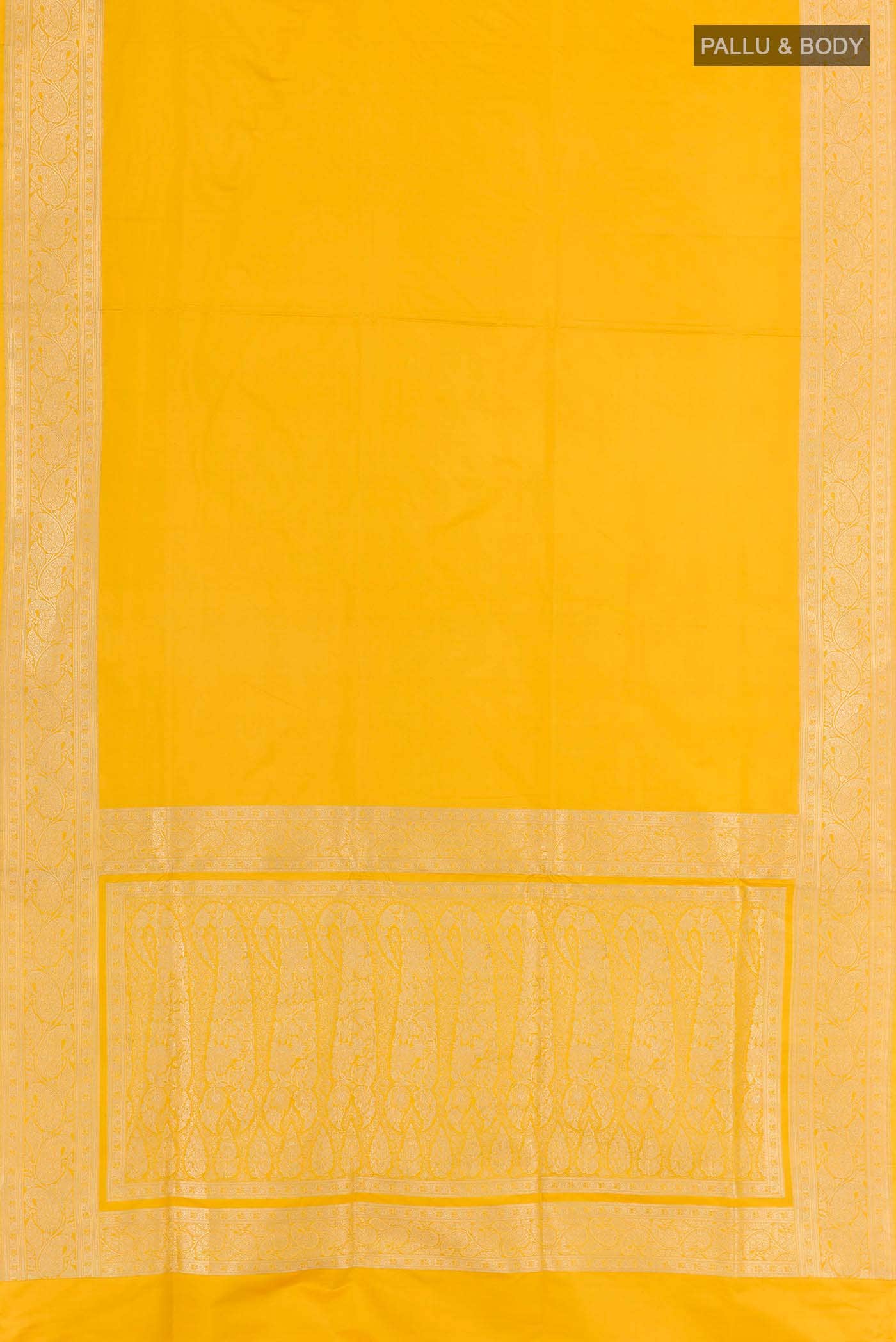 Yellow Banarasi Katan Silk Saree - Image 4