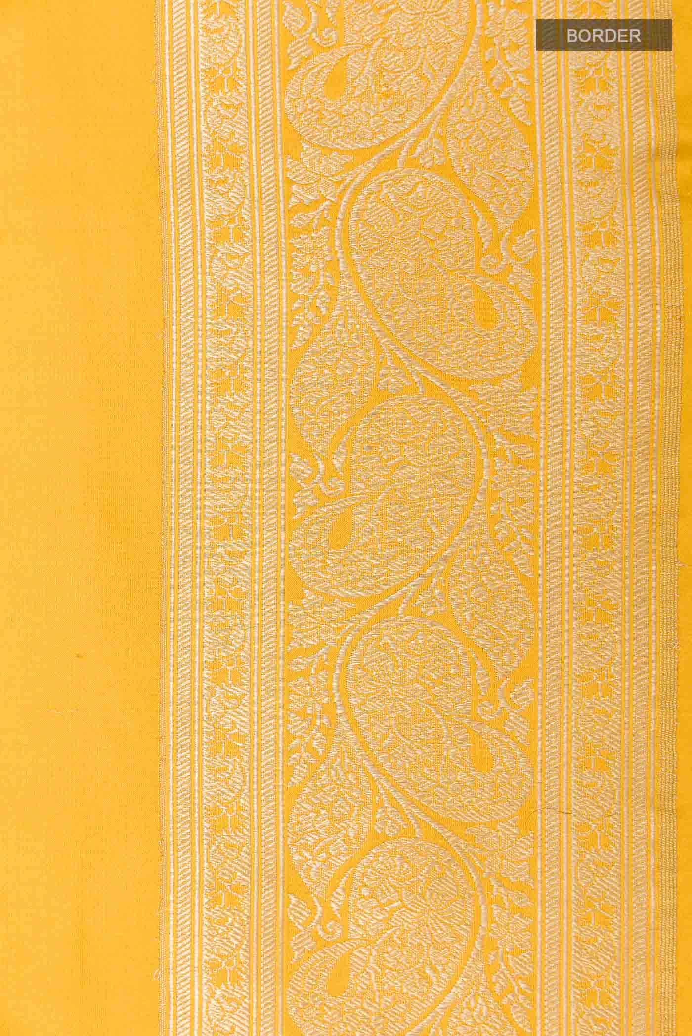 Yellow Banarasi Katan Silk Saree - Image 6