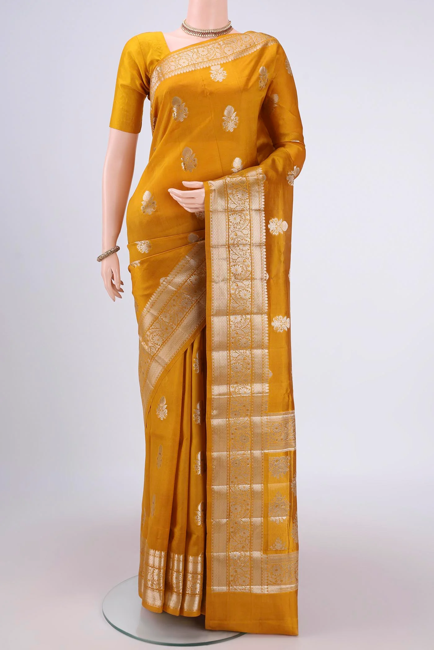 Yellow Banarasi Raw Silk Saree