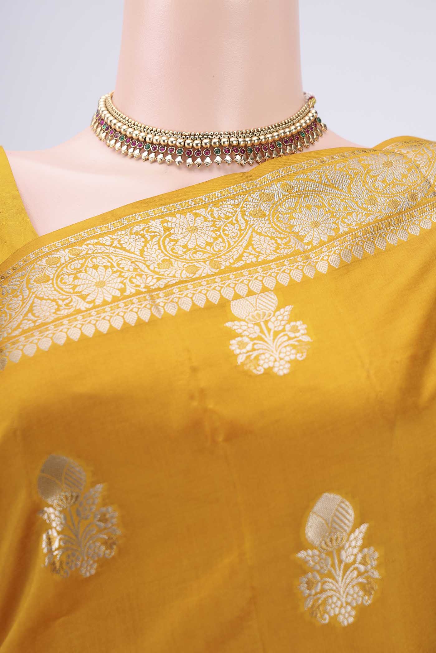 Yellow Banarasi Raw Silk Saree - Image 2