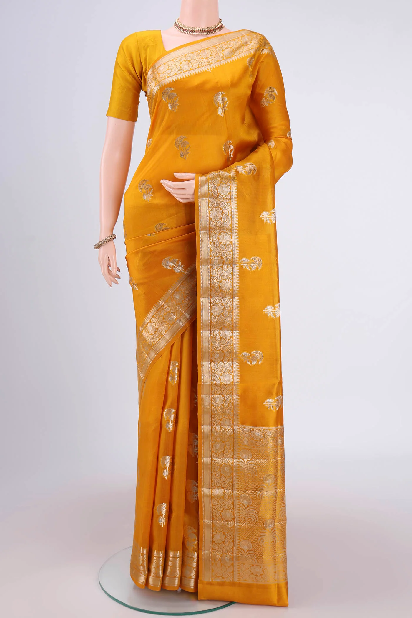 Yellow Banarasi Raw Silk Saree