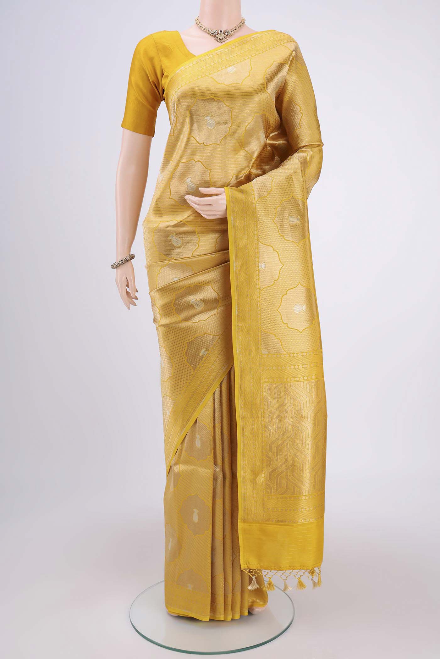 Yellow Banarasi Silk Saree