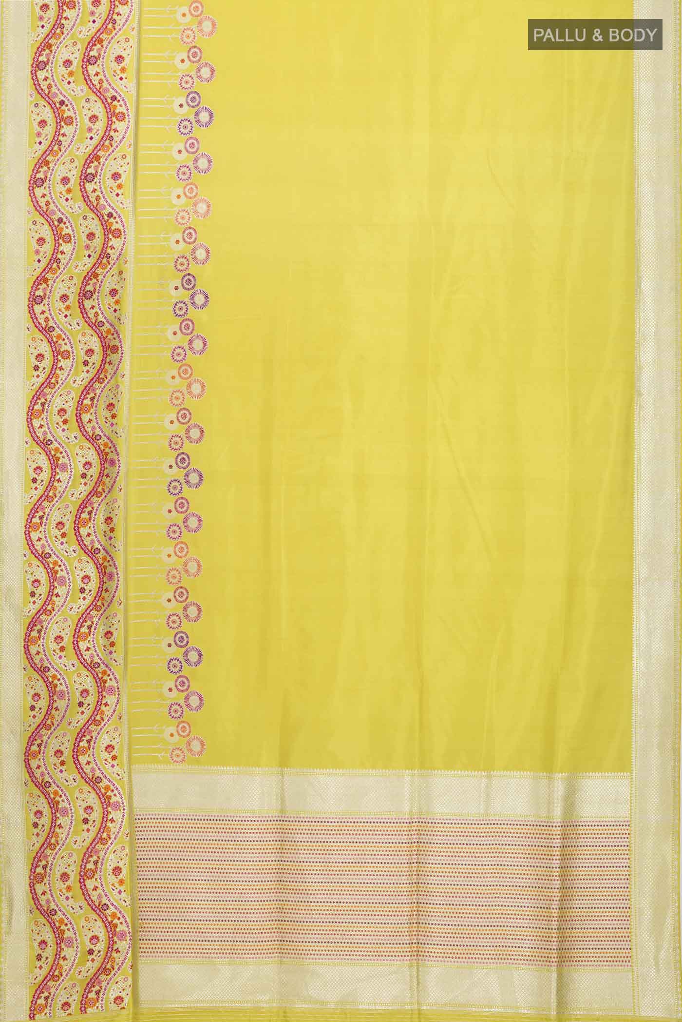 Yellow Banarasi Silk Saree - Image 6