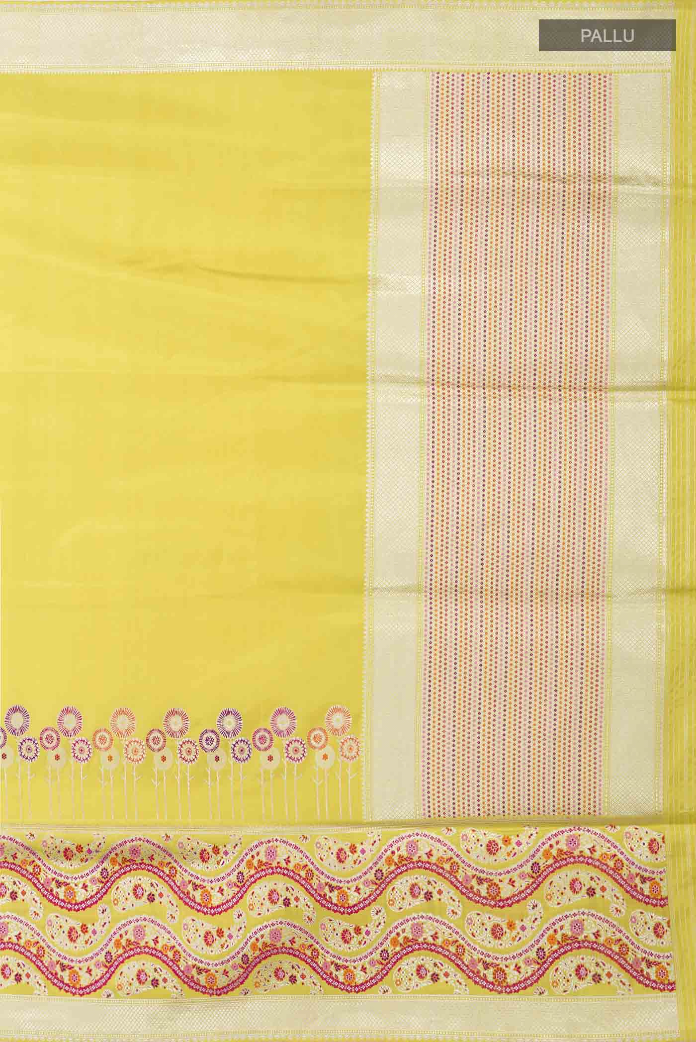 Yellow Banarasi Silk Saree - Image 7