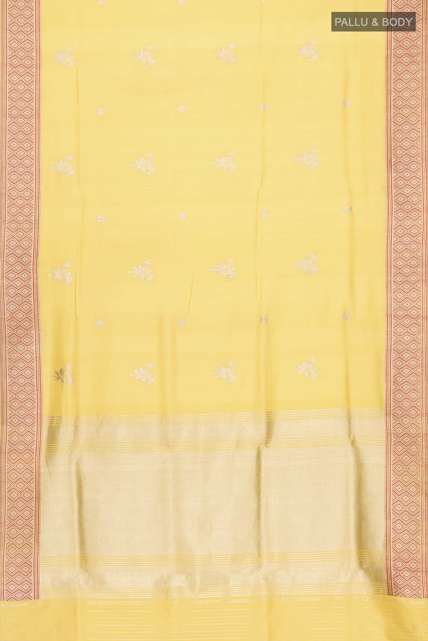 Yellow Banarasi Silk Saree - Image 6