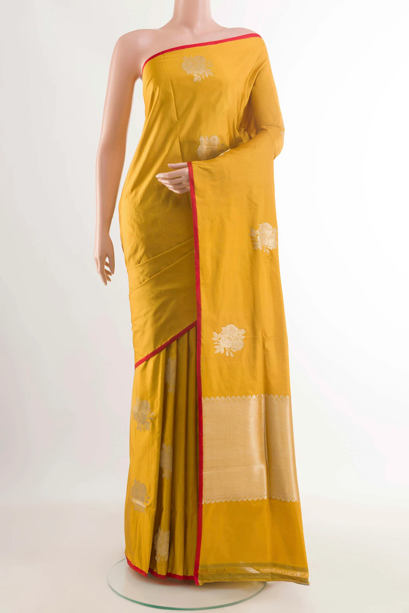 Mustard Banarasi Silk Saree