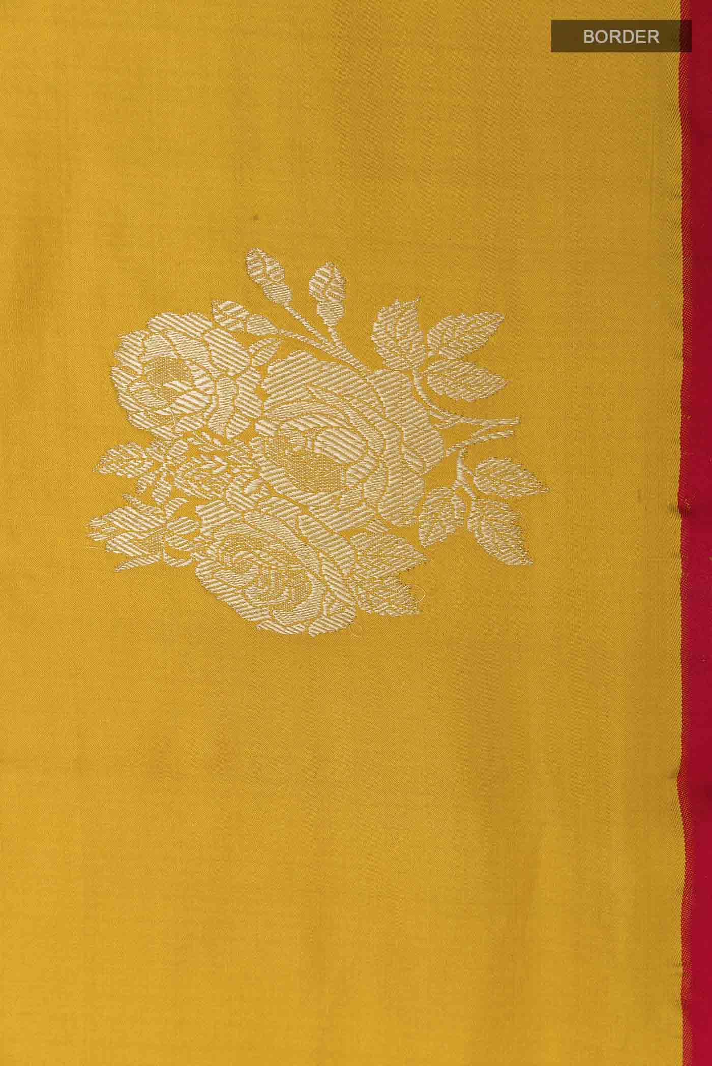Mustard Banarasi Silk Saree - Image 3