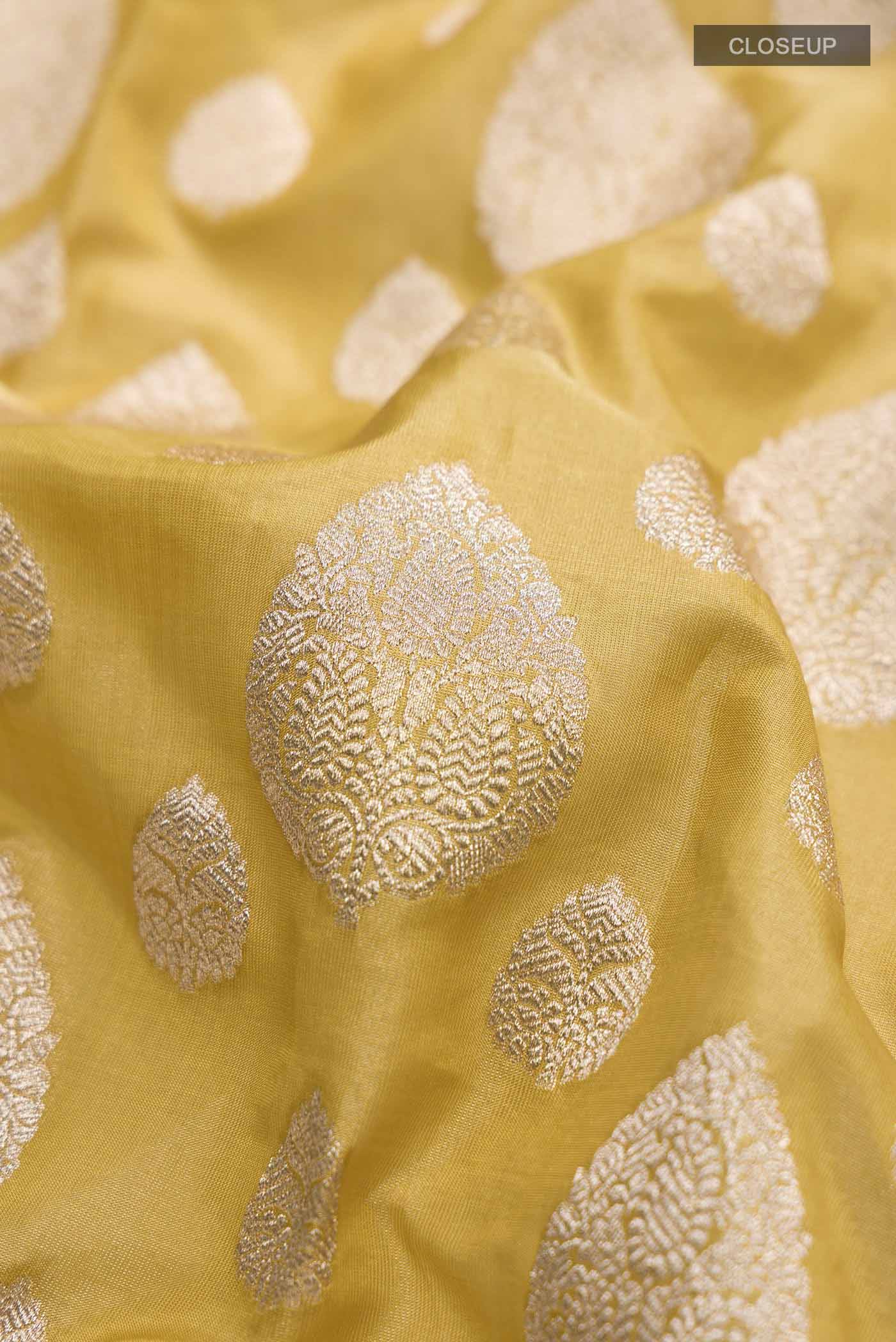 Yellow Banarasi Silk Saree - Image 2