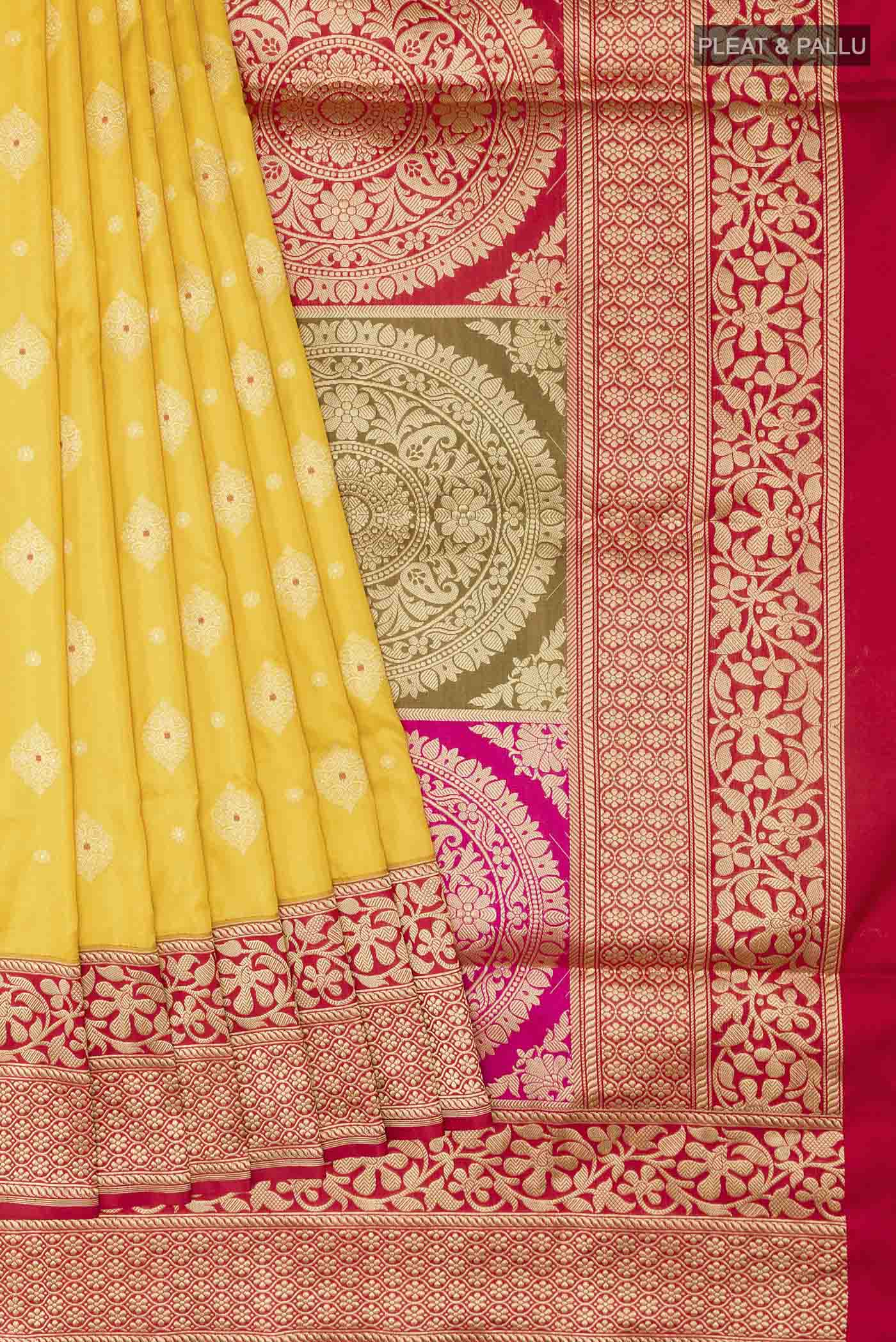 Yellow Banarasi Silk Saree - Image 4