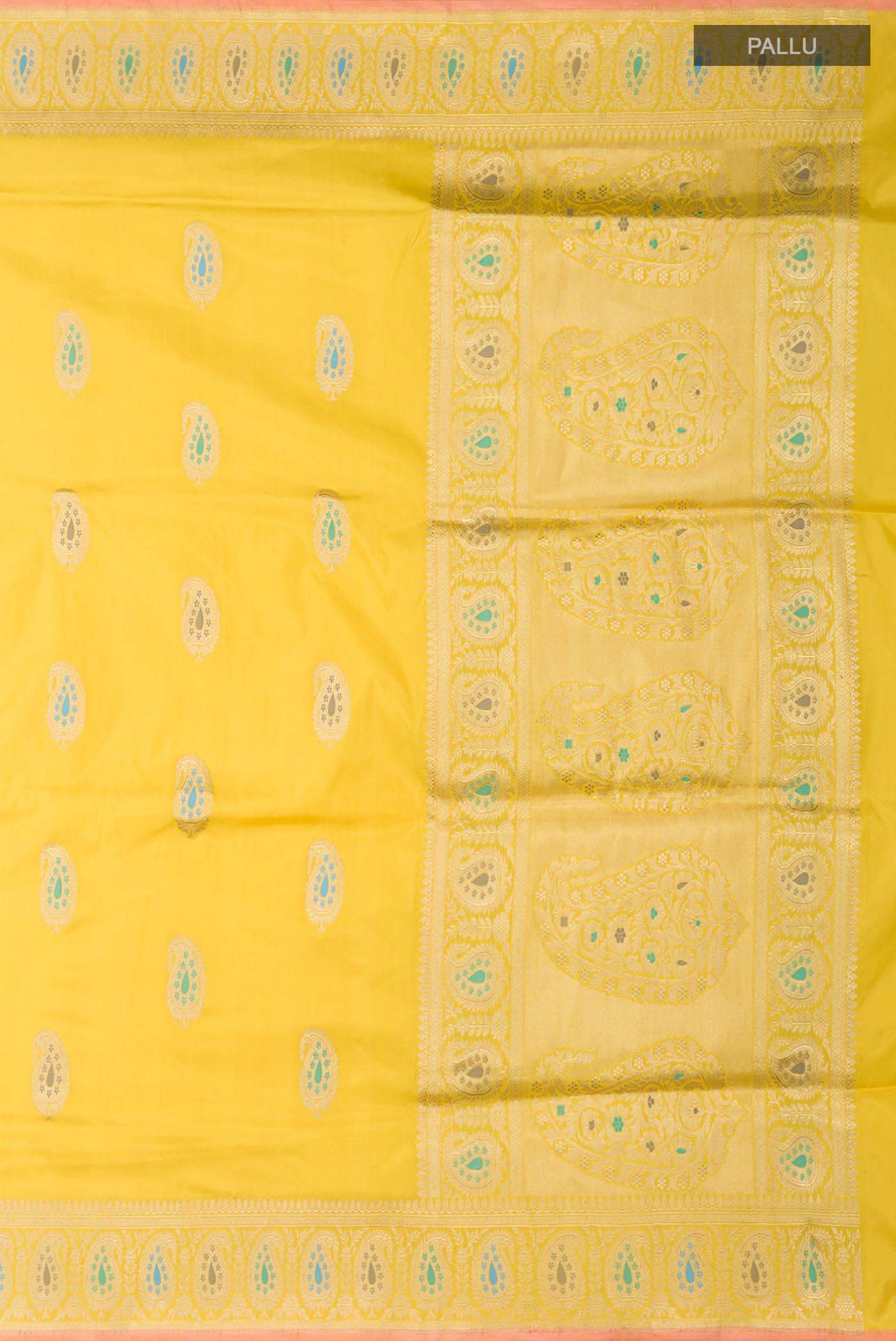 Yellow Banarasi Silk Saree - Image 7