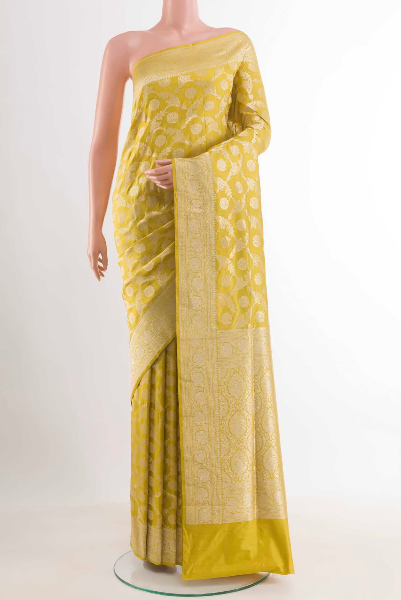 Yellow Banarasi Silk Saree