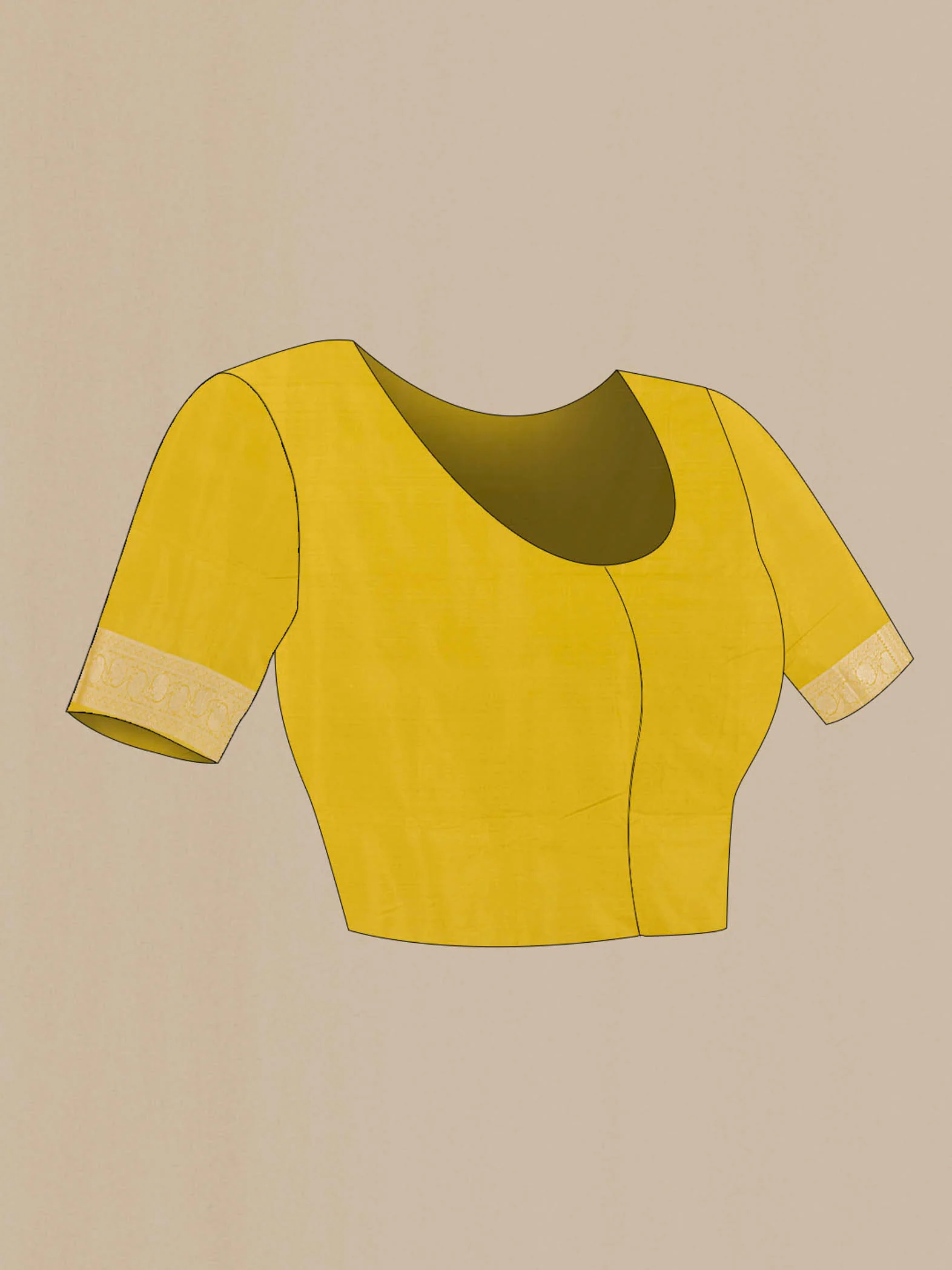 Yellow Banarasi Silk Saree - Image 2