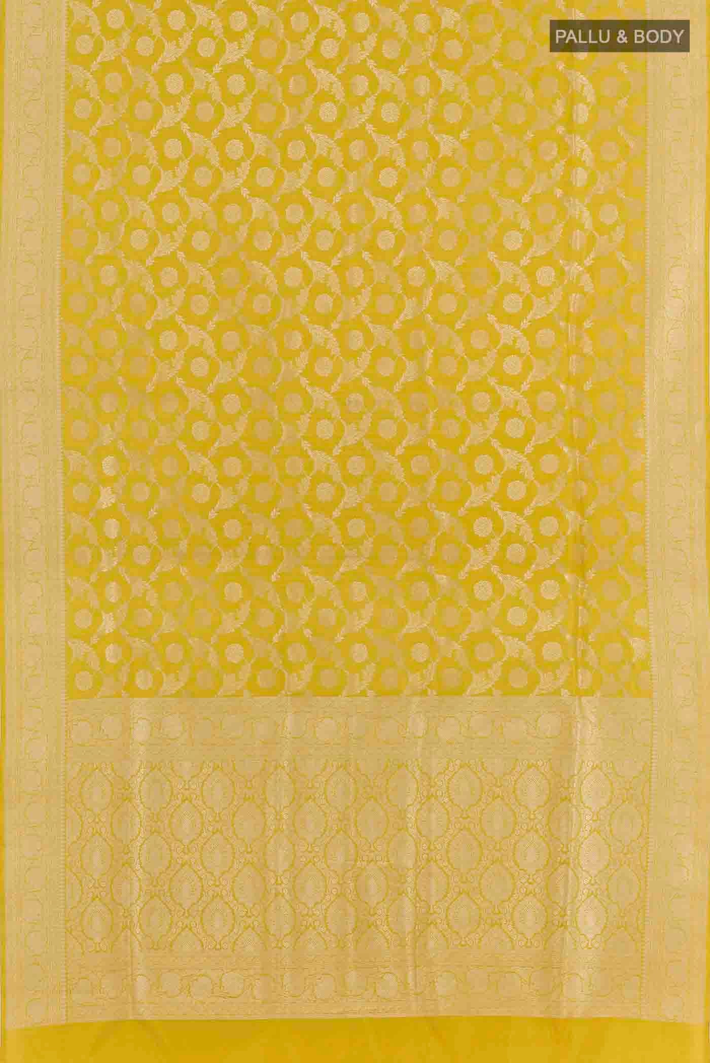 Yellow Banarasi Silk Saree - Image 3