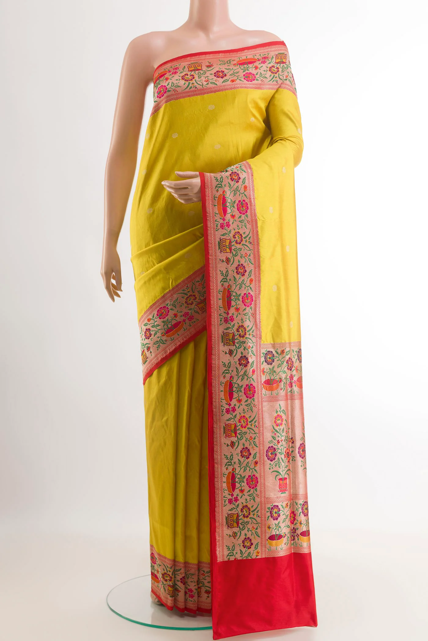 Yellow Banarasi Silk Saree