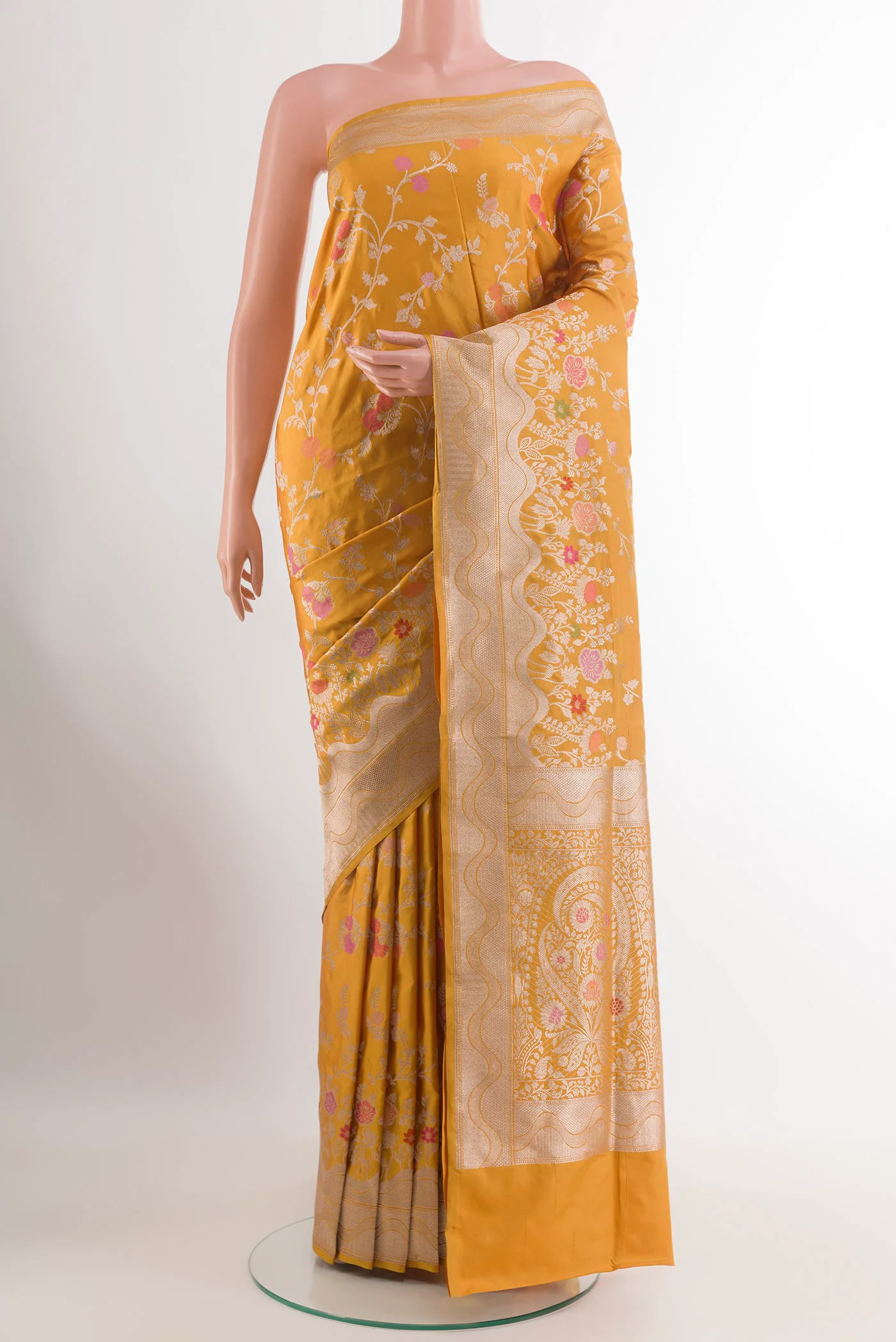 Mustard Banarasi Silk Saree - Image 2