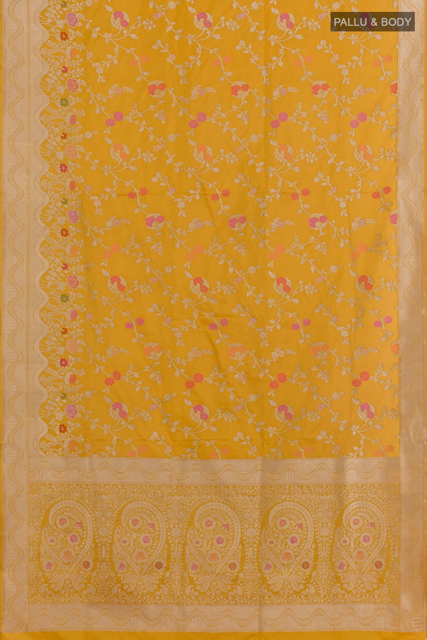 Mustard Banarasi Silk Saree - Image 4