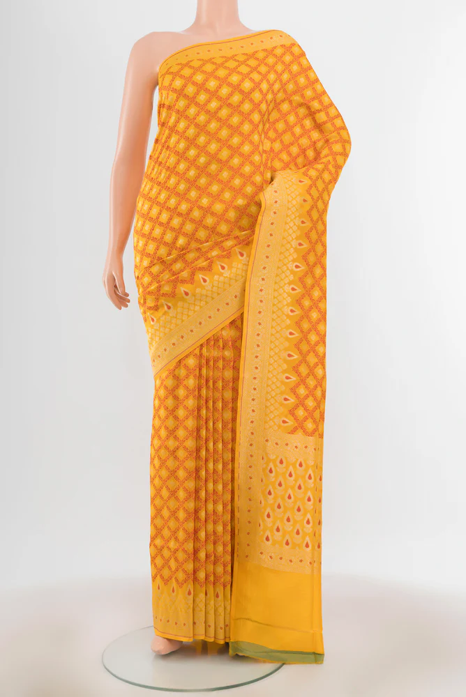 Yellow Banarasi Silk Saree