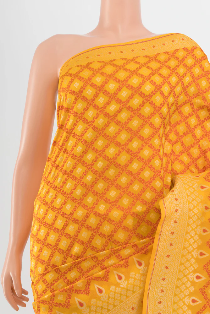 Yellow Banarasi Silk Saree - Image 2