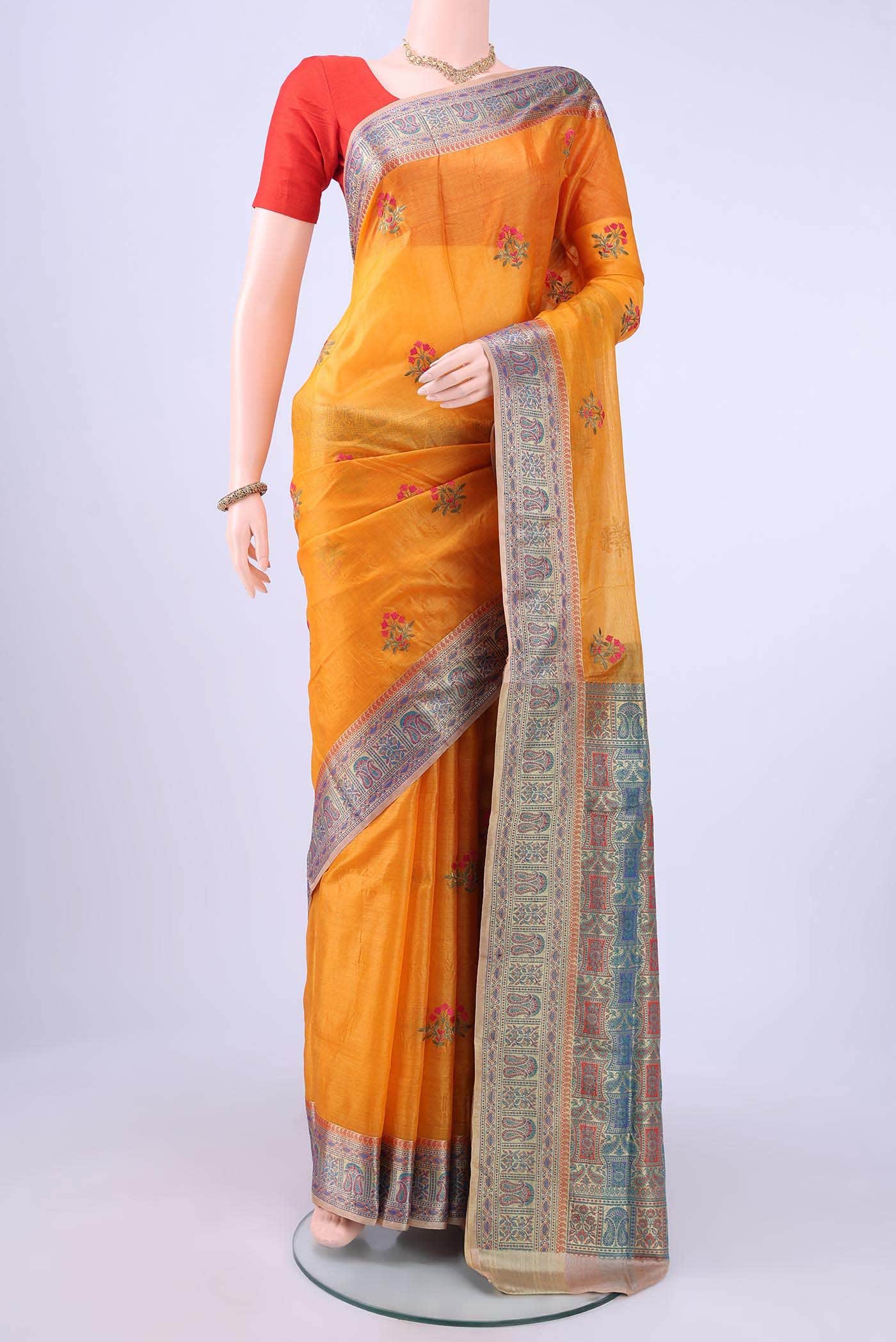 Yellow Banarasi Silk Saree
