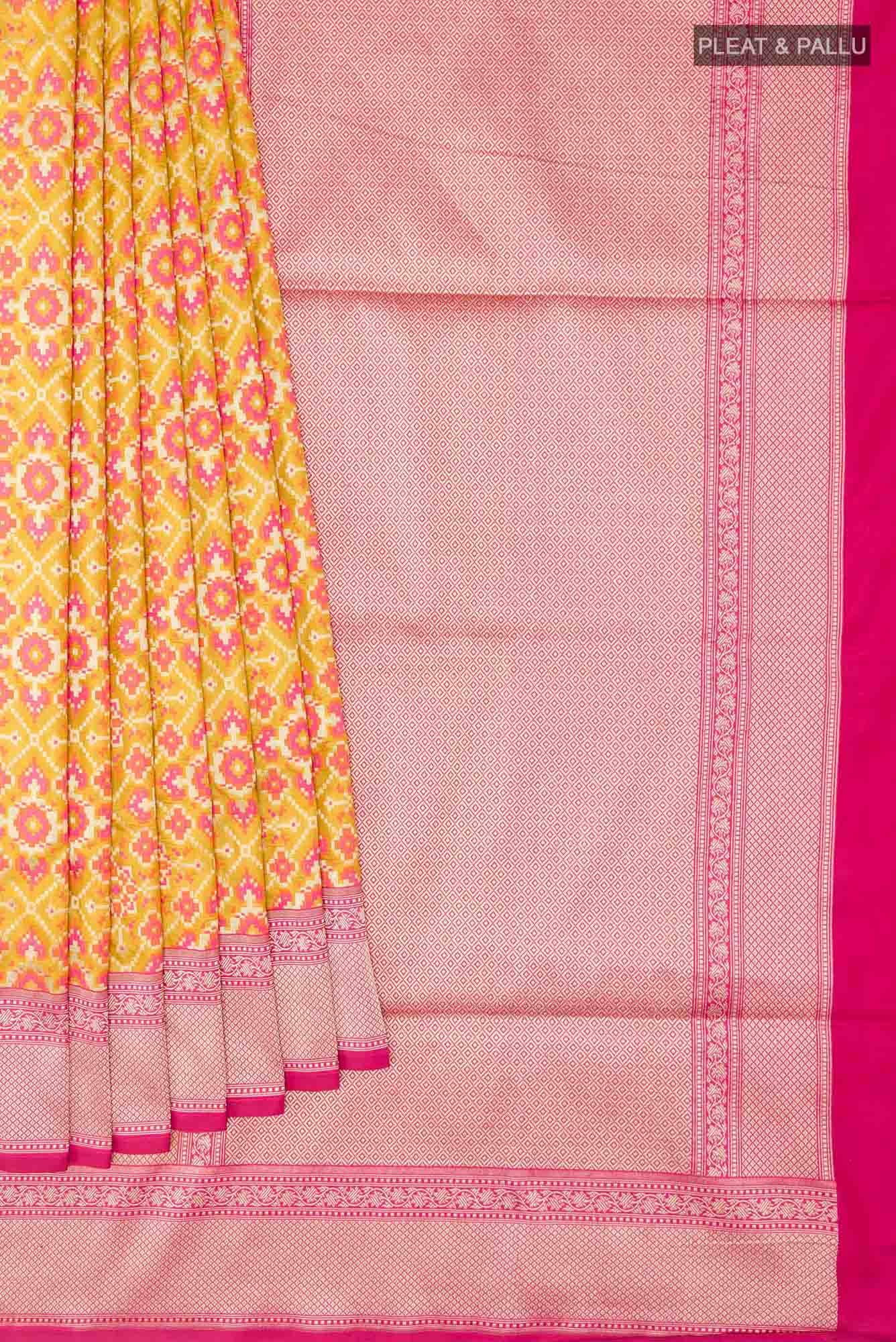 Yellow Banarasi Silk Saree - Image 2
