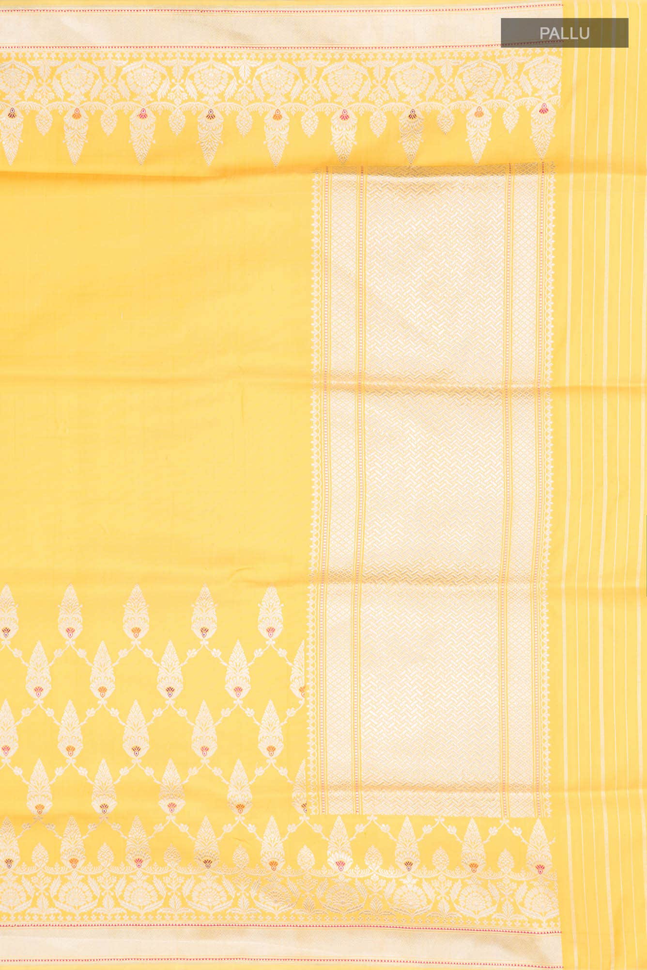 Pure Silk Pure Zari Yellow Banarasi Saree - Image 5