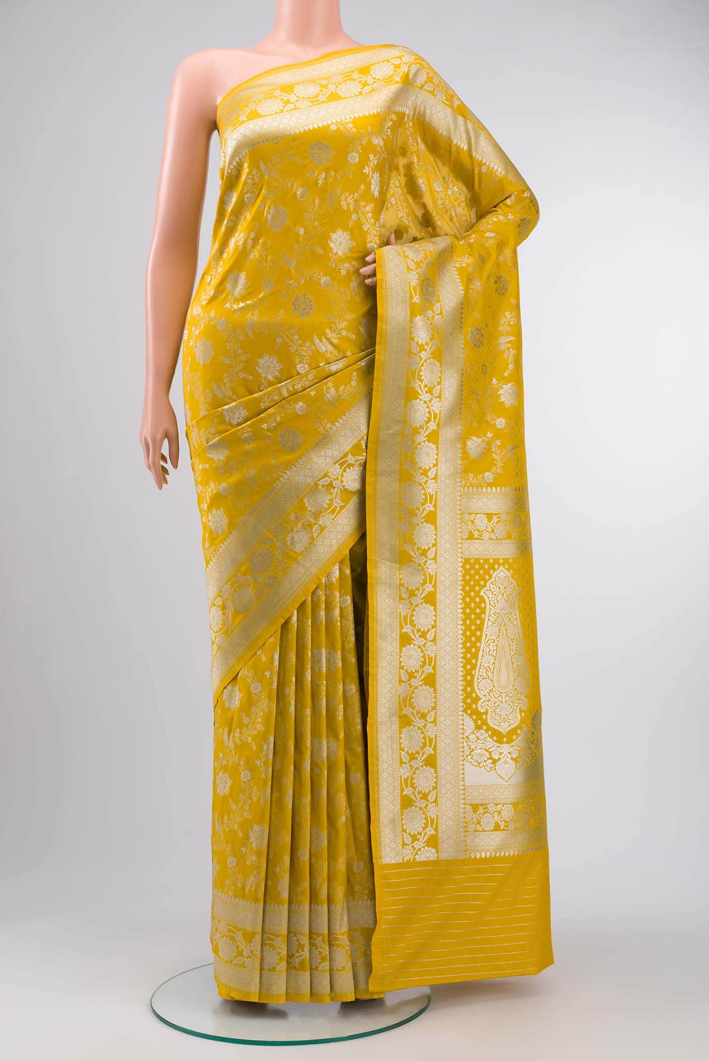 Yellow Banarasi Silk Saree