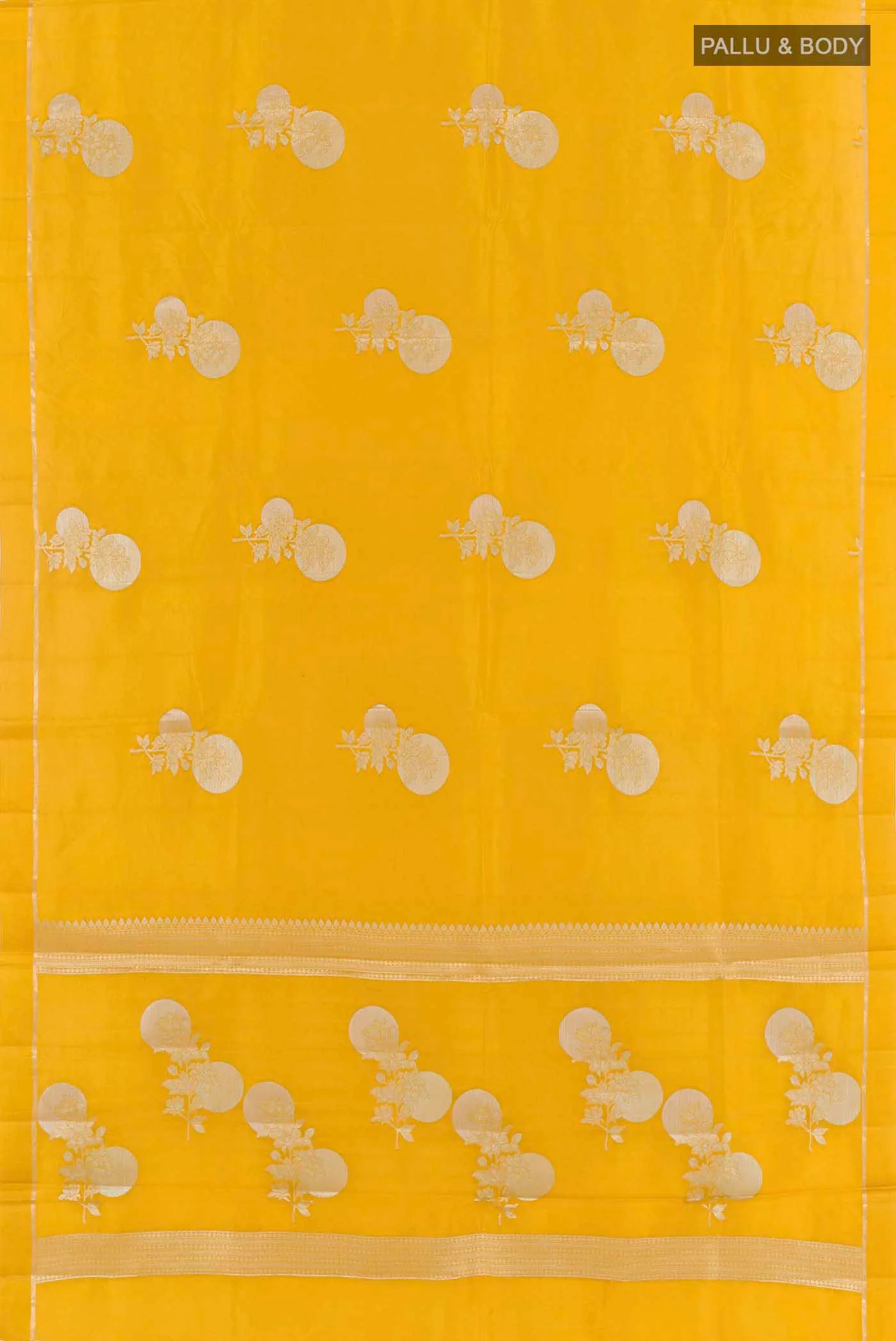 Yellow Banarasi Raw Silk Saree - Image 3