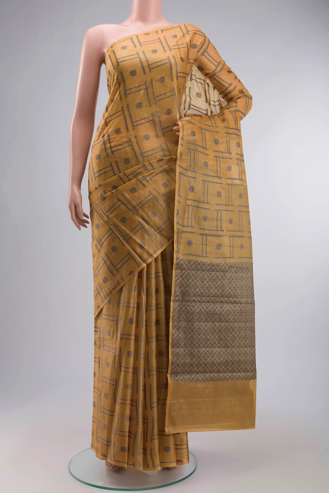Yellow Banarasi Tussar Silk Saree