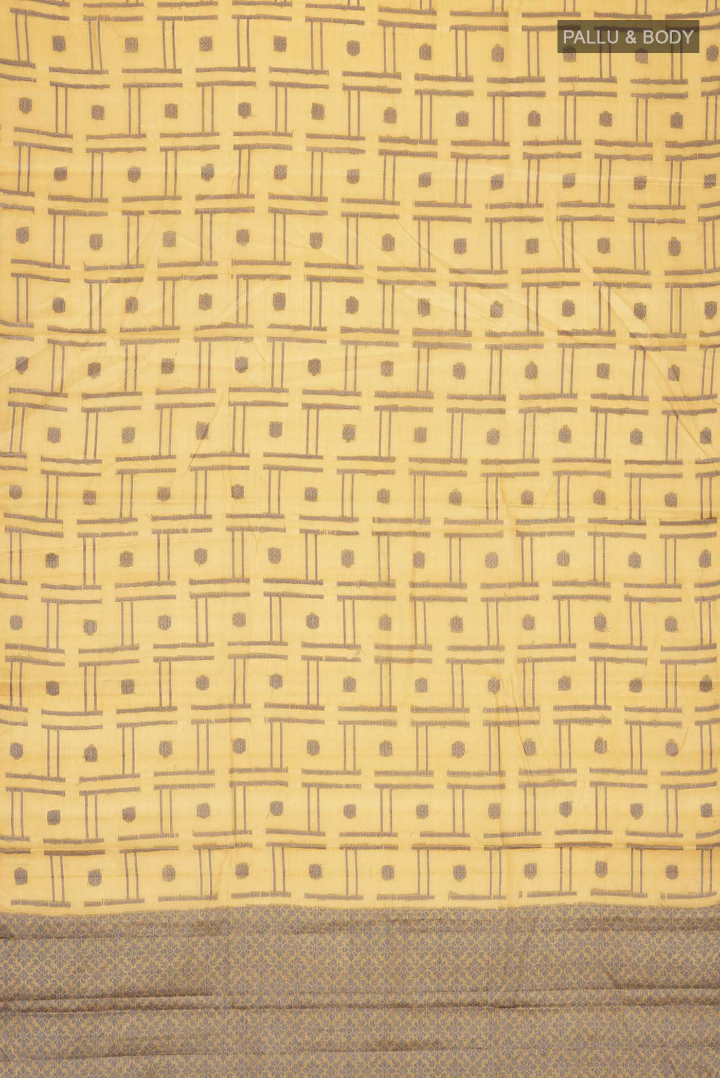 Yellow Banarasi Tussar Silk Saree - Image 3