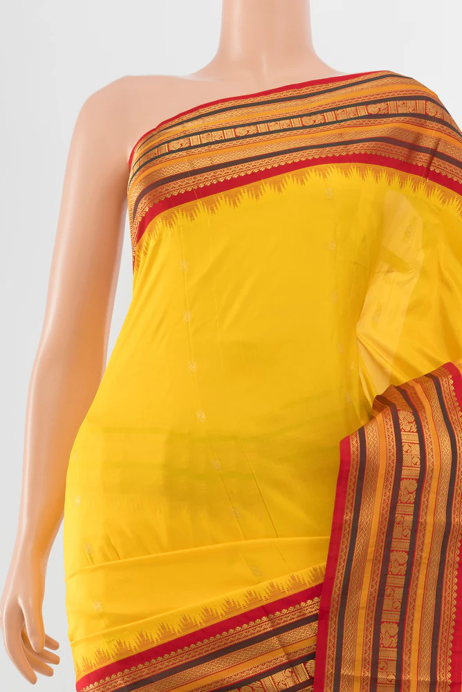 Yellow Bangalore Silk Saree - Image 2