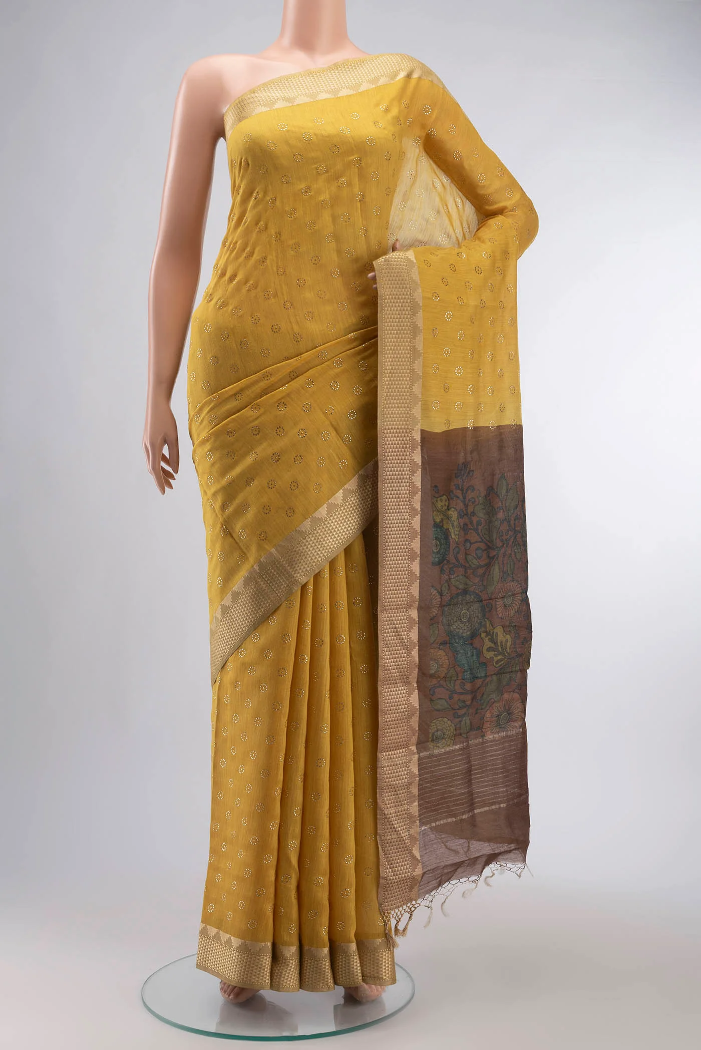 Yellow Bhagalpuri Tussar Silk Saree