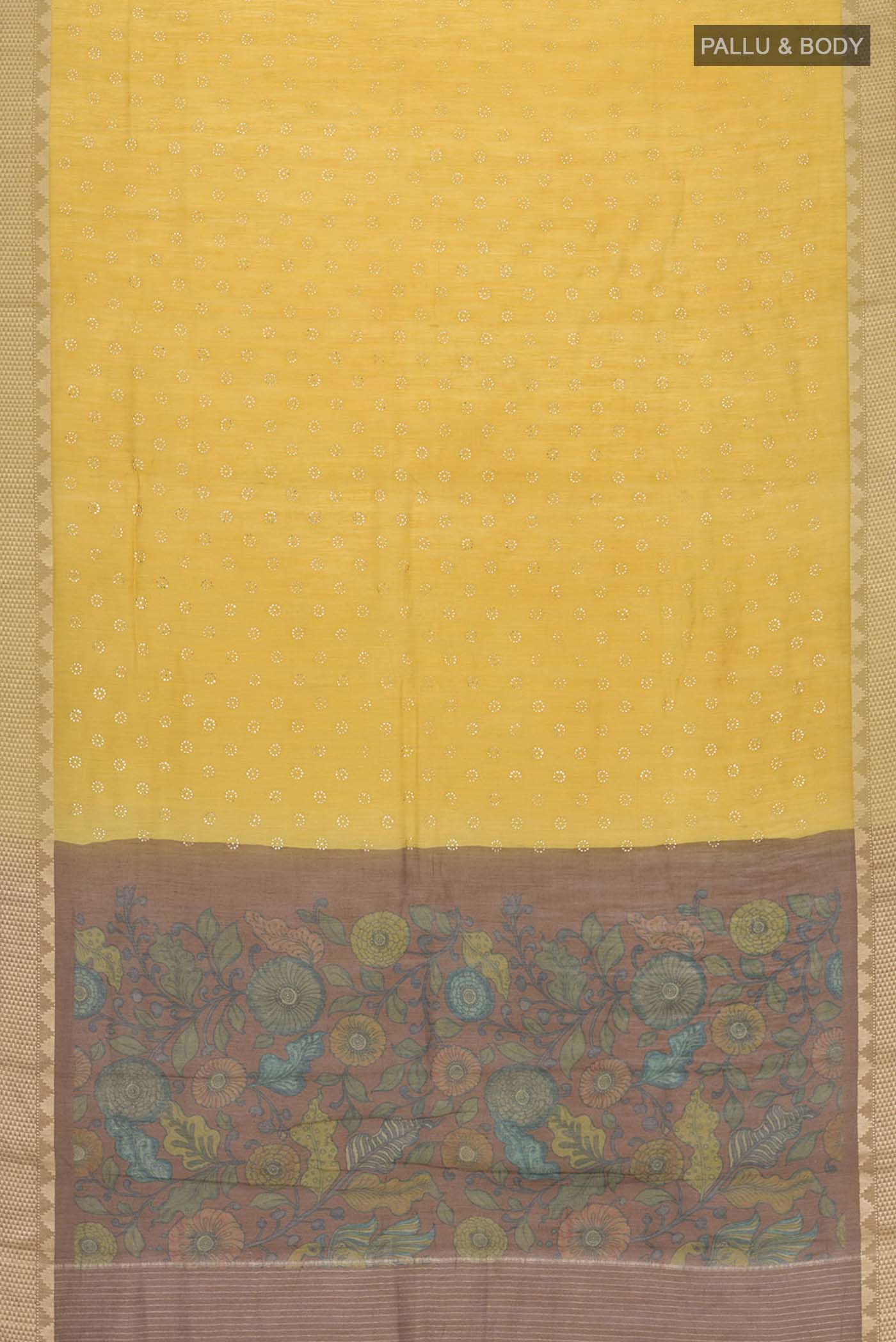 Yellow Bhagalpuri Tussar Silk Saree - Image 5