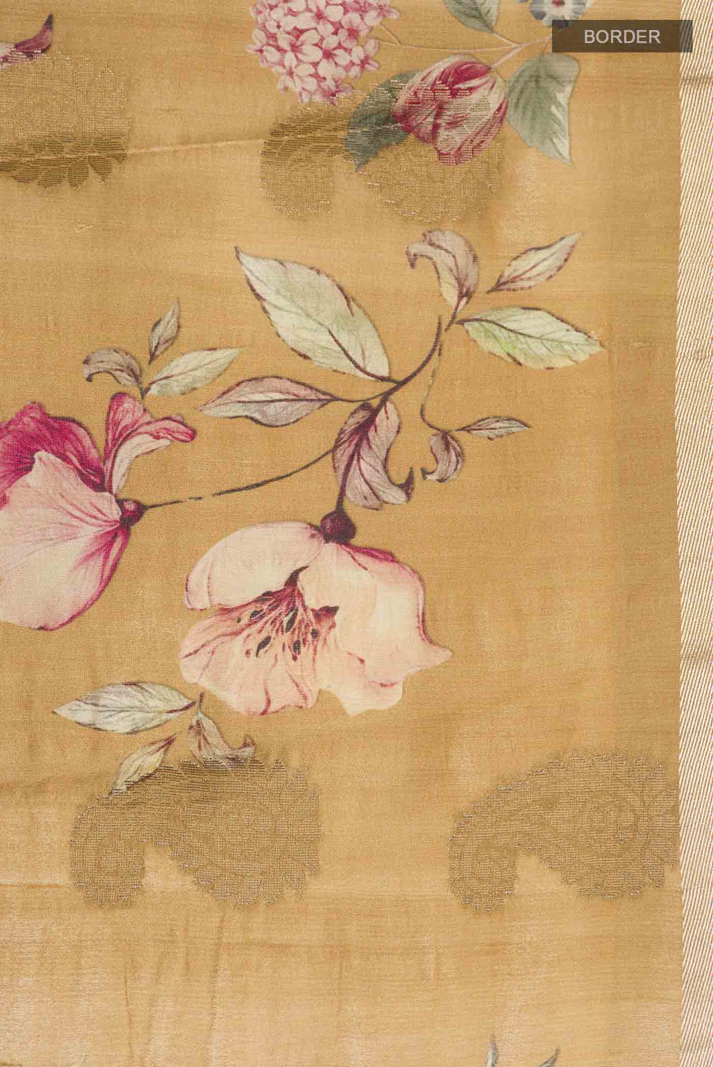 Brown Bhagalpuri Tussar Silk Saree - Image 3