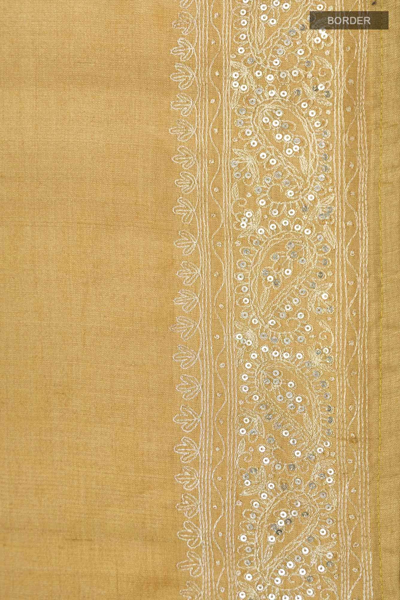 Beige Bhagalpuri Tussar Silk Saree - Image 5