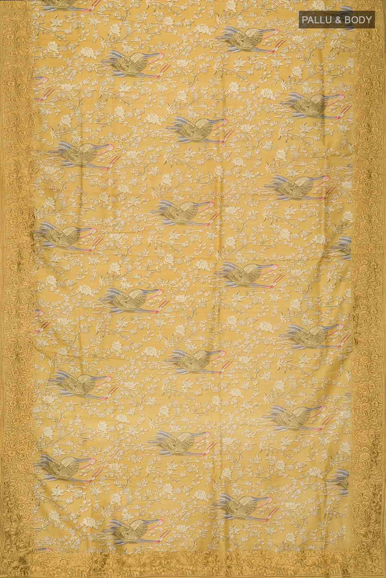 Mustard Bhagalpuri Tussar Silk Saree - Image 3