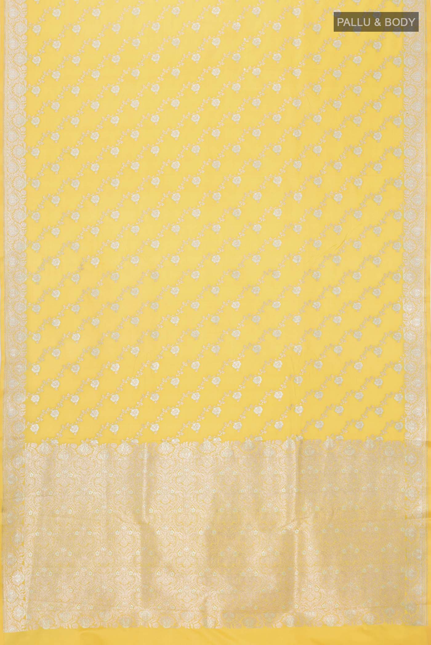 Yellow Blended Banarasi Silk Saree - Image 3