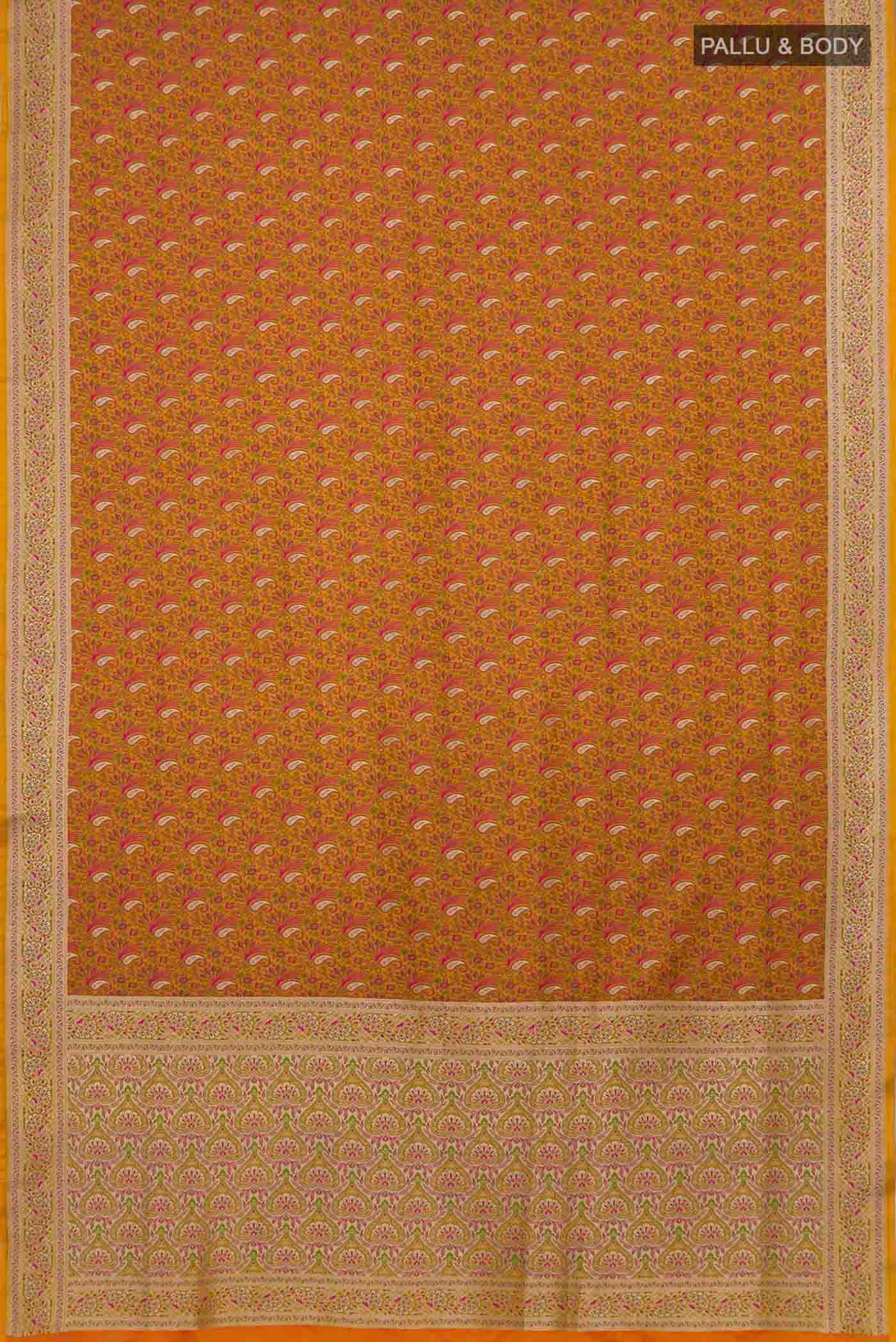 Yellow Blended Banarasi Silk Saree - Image 3