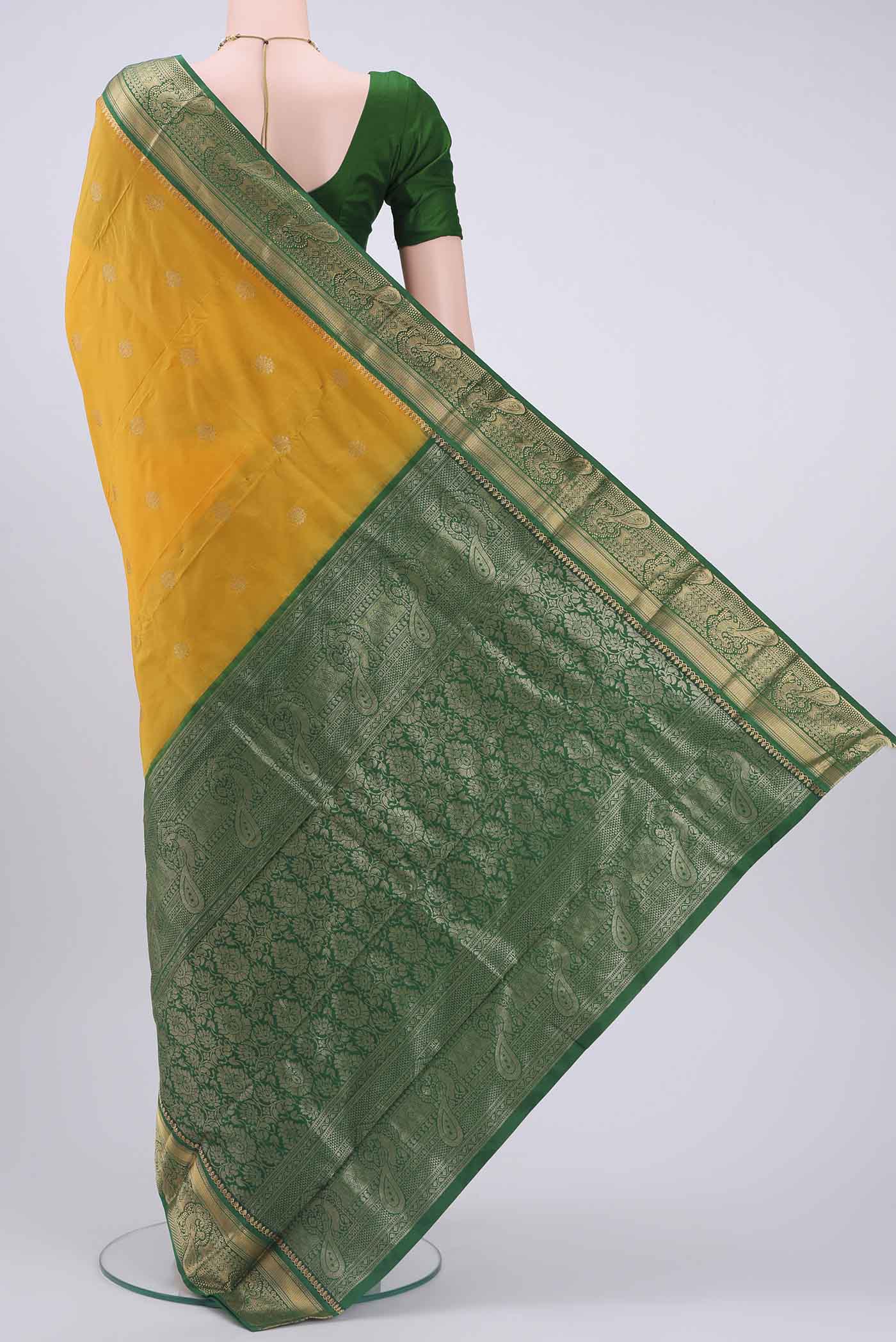 Yellow Blended Bangalore Silk Saree - Image 3